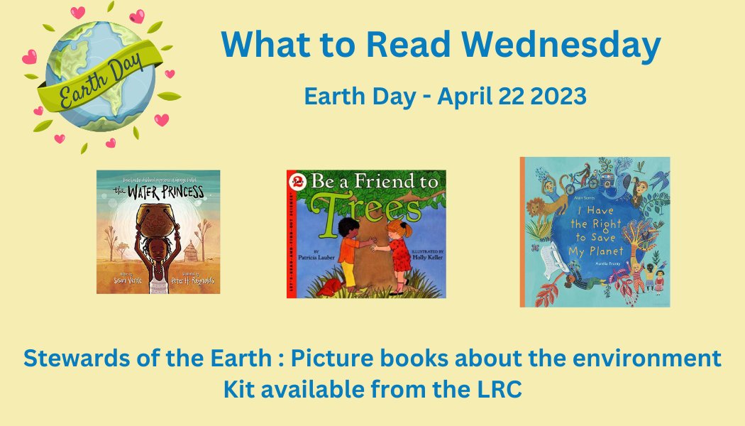 LRC_HCDSB's tweet photo. What to Read Wednesday - April 22nd is Earth Day! Stewards of the Earth : Picture Books about the Environment is available as a kit from the LRC. What are you reading for Earth Day? @HCDSB #LRCCheckItOut https://t.co/dhoruF0tbt