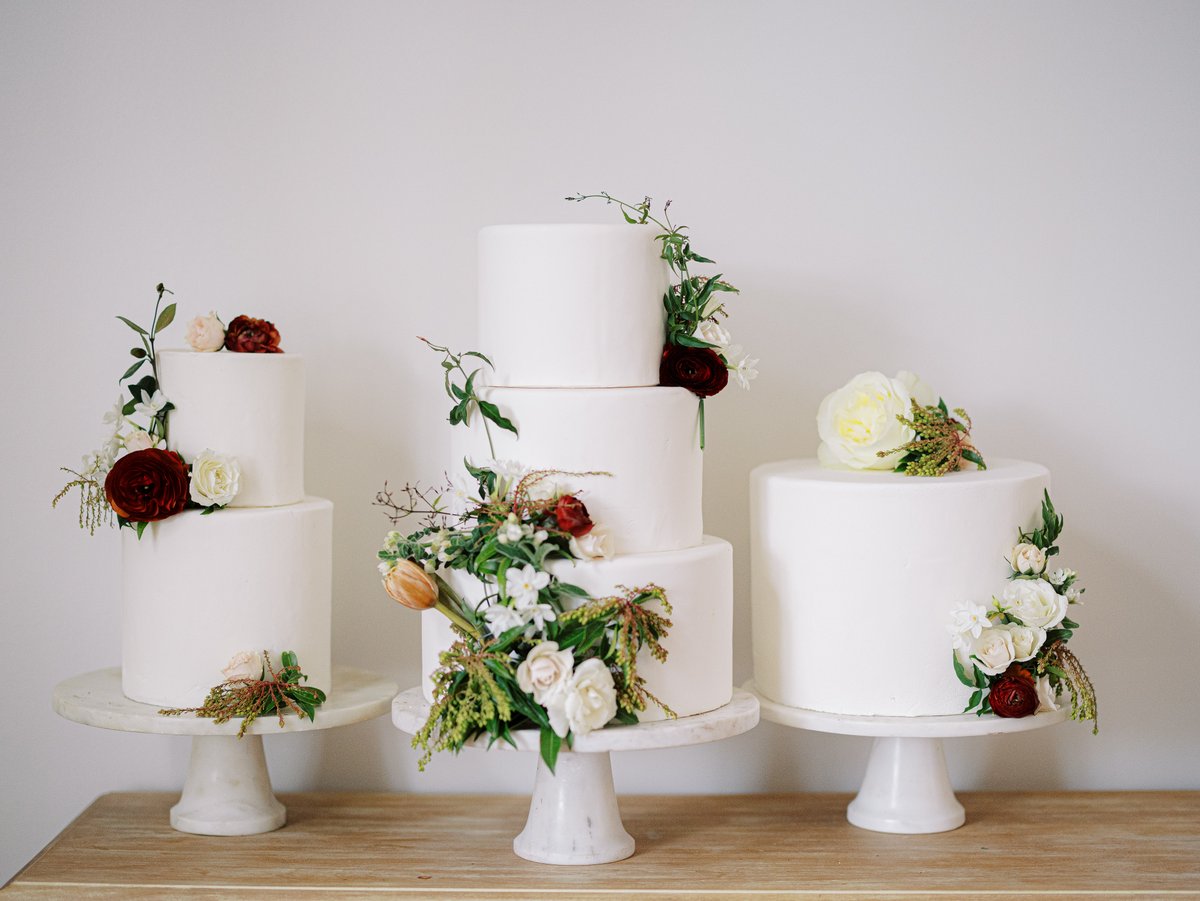 What's better than one wedding cake? THREE WEDDING CAKES!!

Photo by <a href="/jordanmaunder/">Jordan Maunder</a> 
Planning and design by <a href="/plumeevents/">Plume</a> 
Florals by @hathawayfloraldesign 
Gown: <a href="/gildedbridal/">Gilded Bridal</a> 
Venue: @merrimonwynne 
Rentals: @ce_rental_raleigh 
Musicians: @deansduets