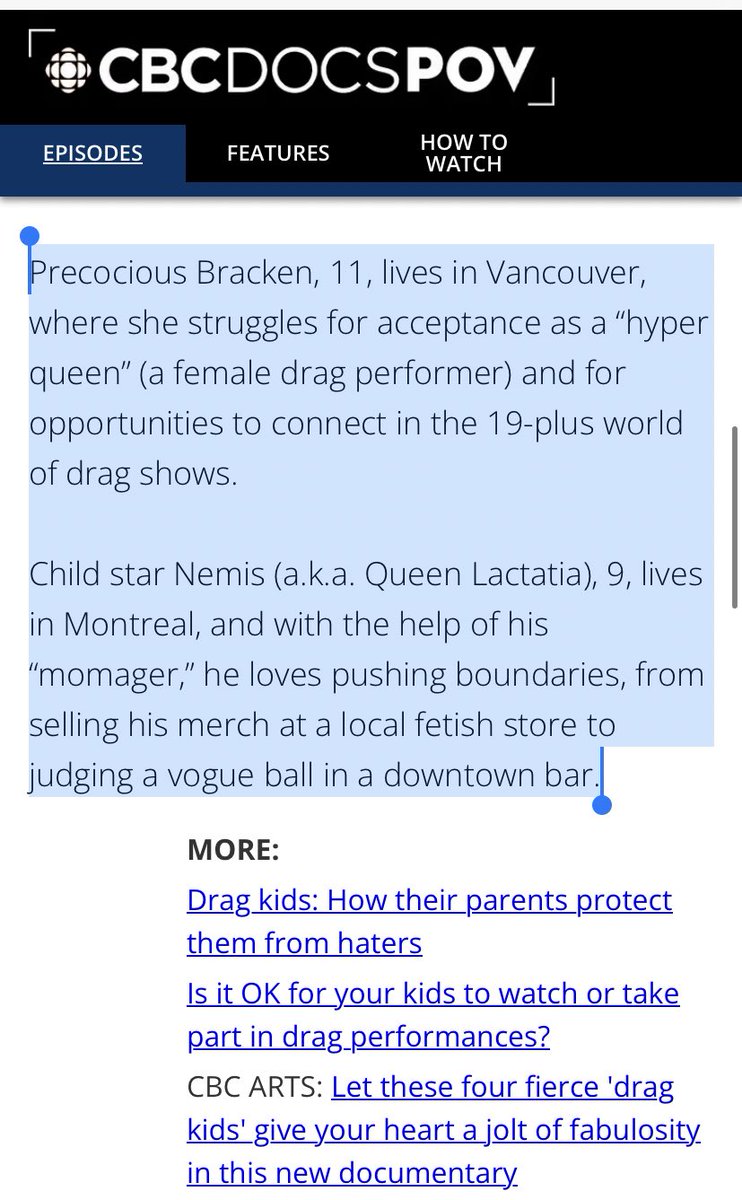 RealAndyLeeShow's tweet photo. They deserve it for platforming this.

This is appalling. 

Eleven year olds looking to connect with adult drag audiences?

Nine year olds peddling their wares in fetish shops?

This is why people hate the CBC. https://t.co/DREGayZwTF