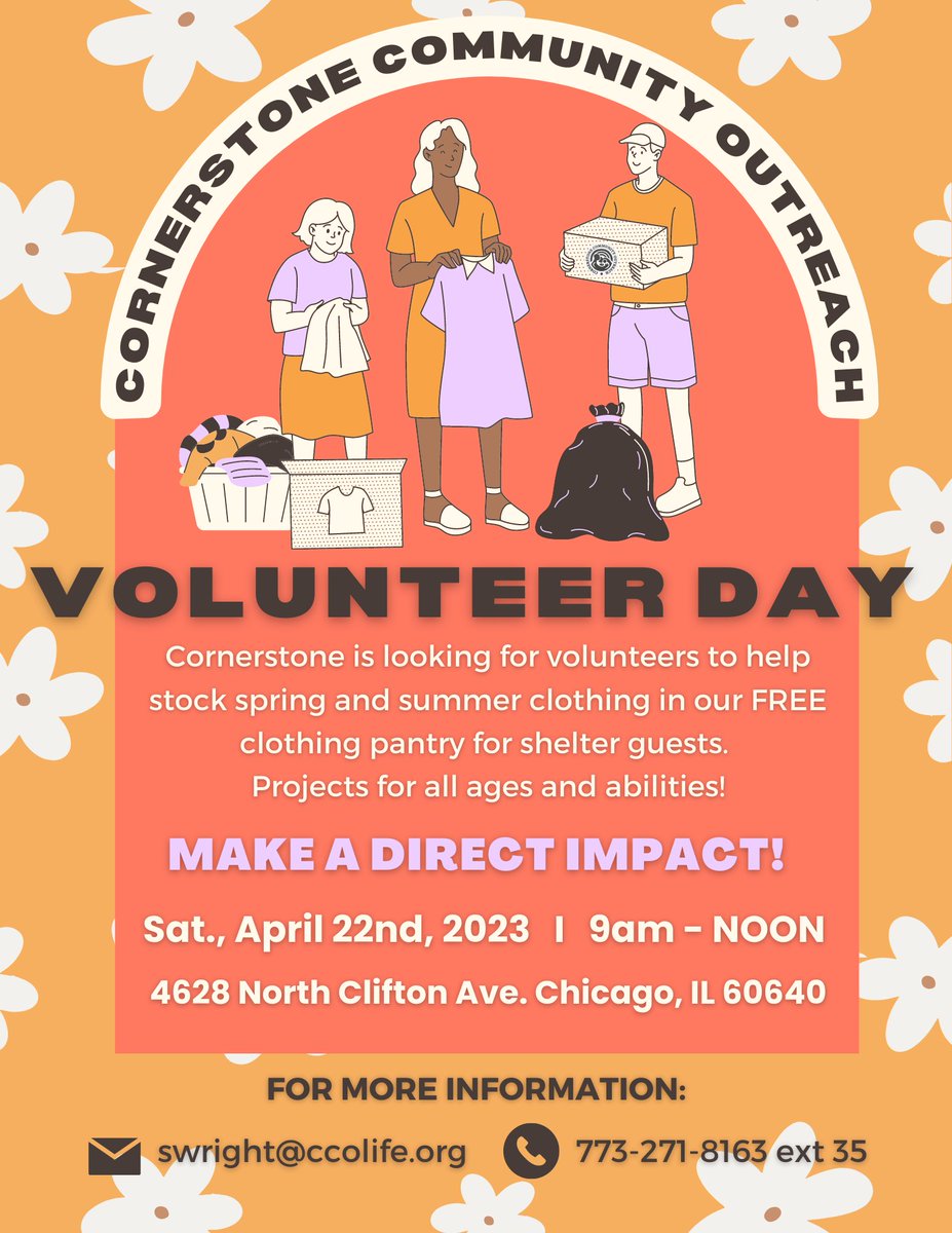 Come help us stock spring/summer clothing in our FREE clothing pantry for shelter guests this Saturday from 9am- Noon! Email swright@ccolife.org to RSVP today!

#volunteer #ccolife #homelessshelter #clothingpantry #dowhatyoucan #uptownchicago #volunteerday #chicagononprofit