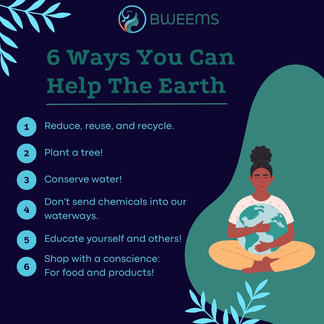 Official_BWEEMS's tweet photo. This #EarthMonth, we want to talk about ways we can help our planet!

Here are 6 tips on things we as individuals can do to be more mindful and sustainable when it comes to protecting our Earth!

If you have any tips or tricks, make sure to share it in the comments! https://t.co/AvSMzZIO8F