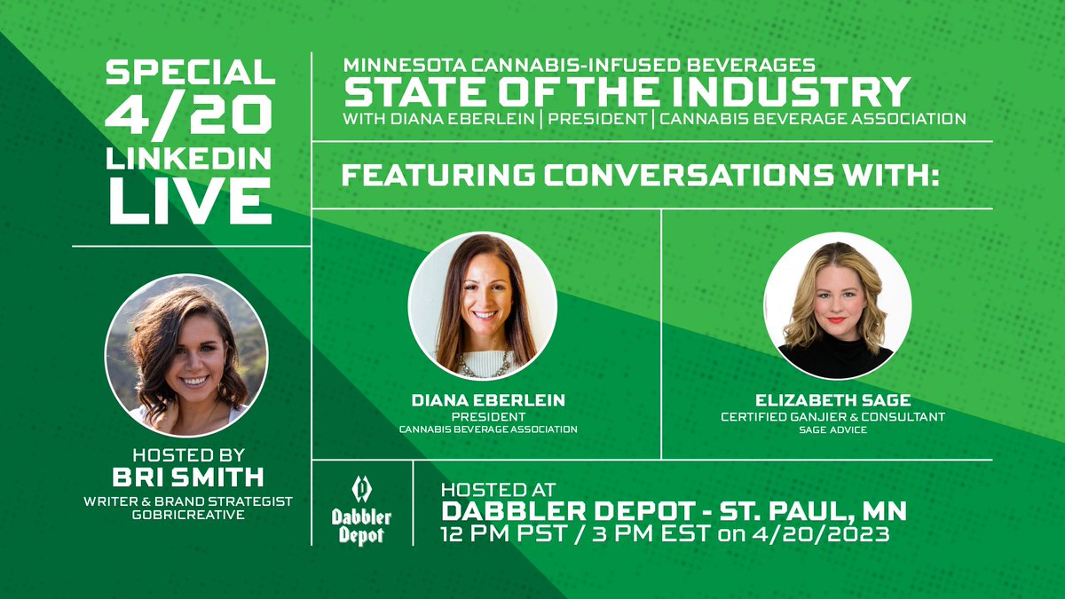 Join Dabbler Depot for a special 4/20 LinkedIn Live to discuss the unique state of Minnesota cannabis-infused beverage industry. 

For more Information: linkedin.com/video/event/ur…