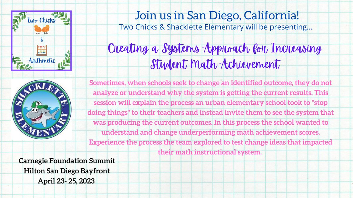 We are excited to be apart of <a href="/CarnegieFdn/">Carnegie Foundation</a> Tenth Anniversary Summit on Improvement in Education! <a href="/PrincipalGarner/">Kevin L Garner</a> <a href="/ShackletteShark/">Shacklette Elementary</a>  <a href="/TaraGagel/">Tara Gagel</a> #zone1derful
