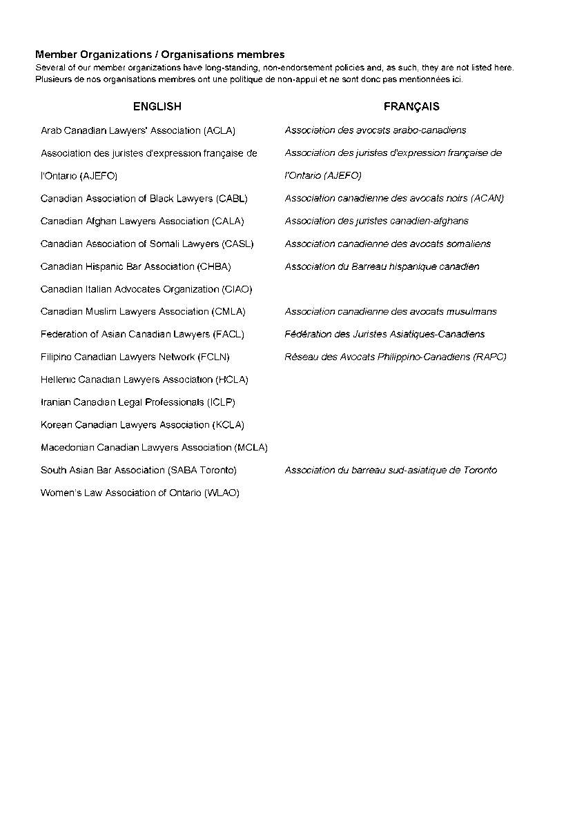 RODA endorses the Good Governance Coalition in the 2023 Bencher Elections for the Law Society of Ontario.
La Table ronde des associations de la diversité juridique (RODA) appuie la Coalition pour une bonne gouvernance dans l’élection du Conseil du Barreau de l'Ontario.