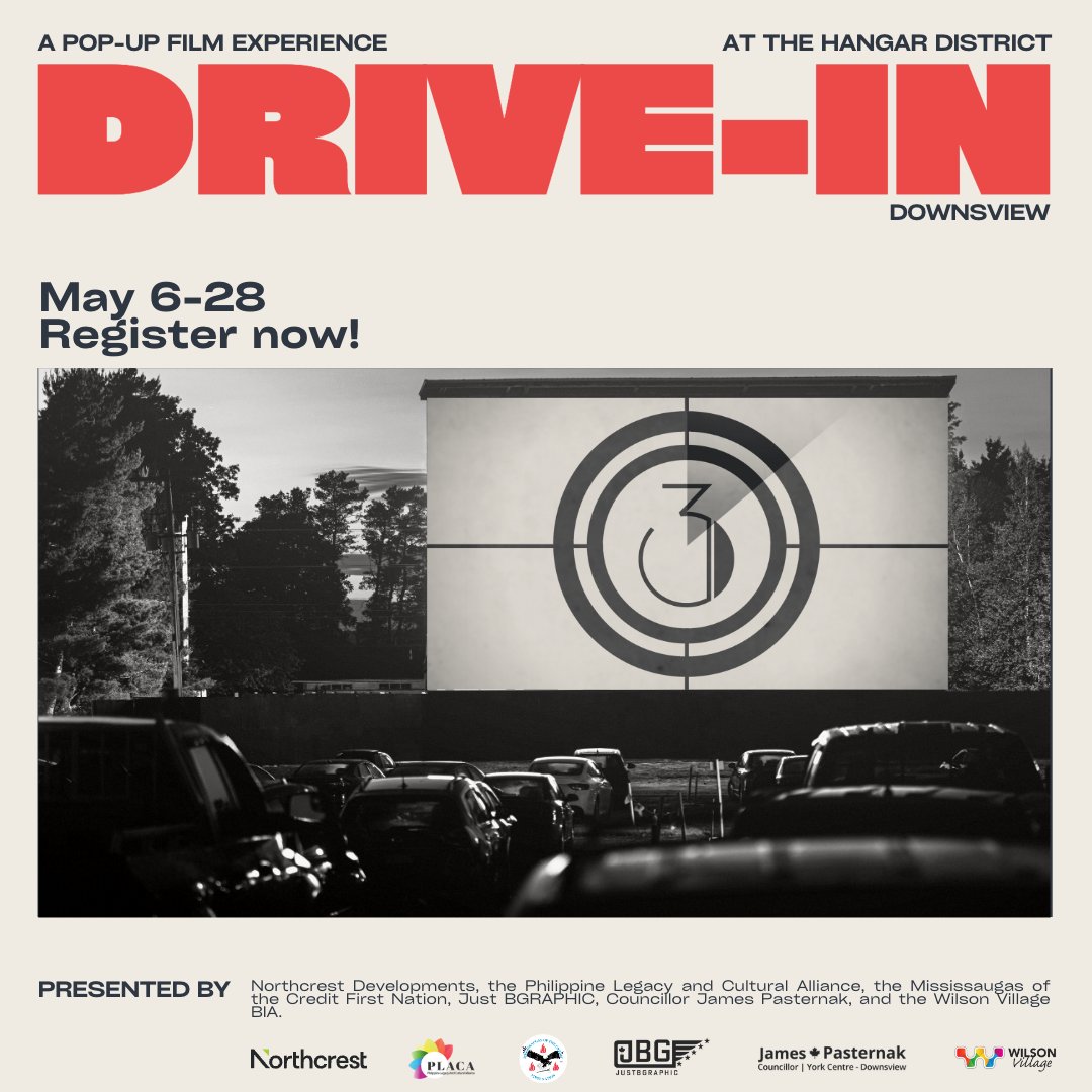 Introducing Drive-In Downsview: A Pop-Up Film Experience in The Hangar District! We have partnered with 4 incredible local organizations to bring you a movie experience like no other. Limited tickets are available: eventbrite.com/e/drive-in-dow…