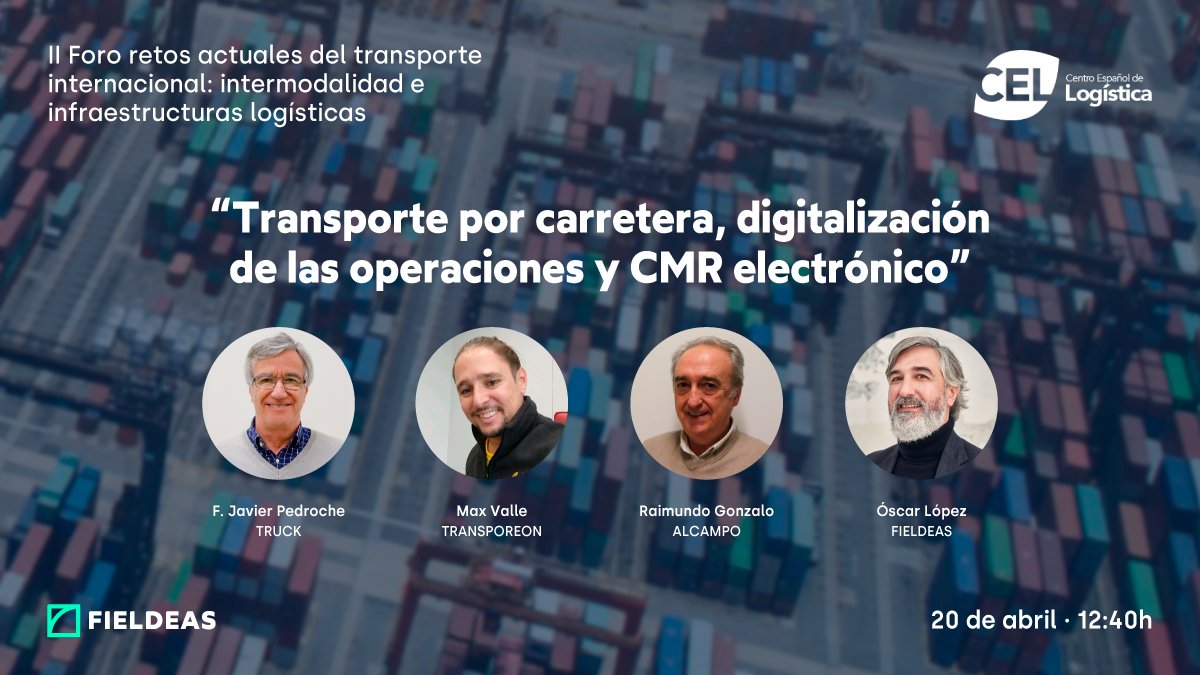 Aún estás a tiempo de inscribirte y descubrir todo lo que necesitas saber sobre transporte #intermodal en la #JornadaCEL ¡¡Un lujo participar !!
Inscripciones 👉 bit.ly/41EQANB
#transporte #digitalización #trazabilidad #eCMR #semanadelalogistica