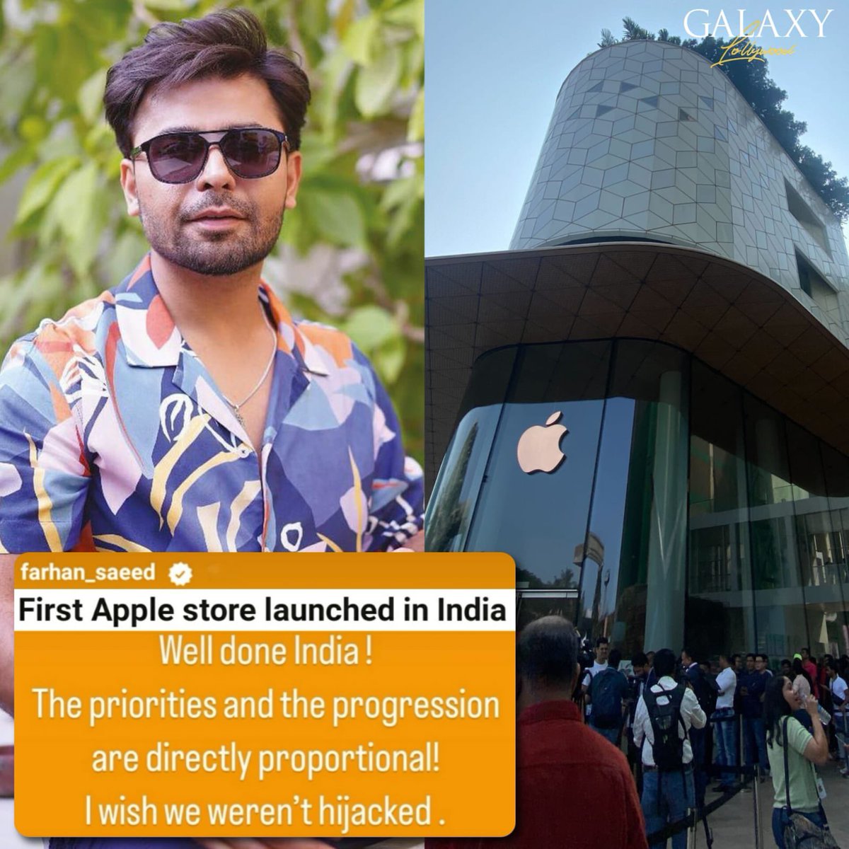 galaxylollywood's tweet photo. Farhan Saeed lauds the opening of the first ever Apple store in India, wishing our country was on the road to progression as well. #FarhanSaeed https://t.co/oQeXZbKKM1
