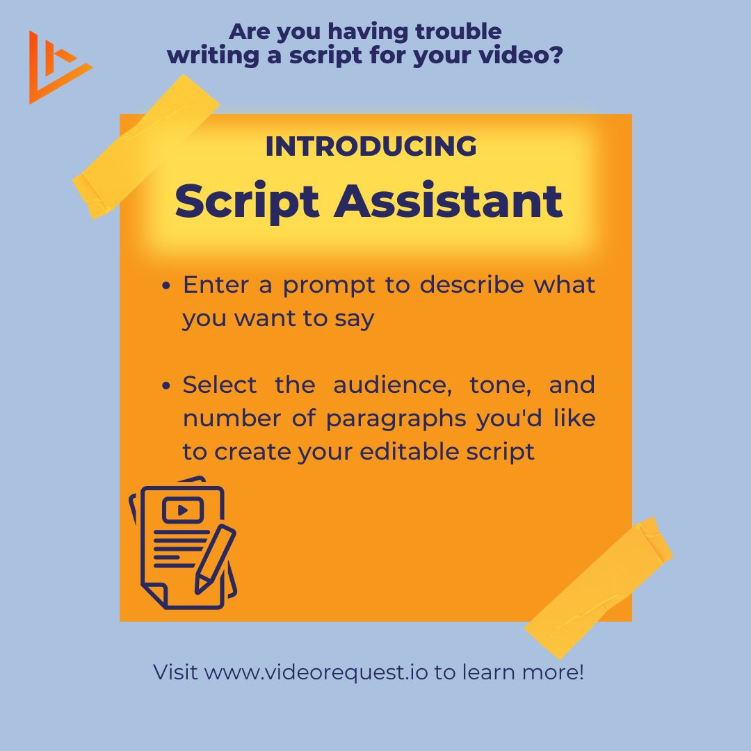 It can be challenging to find the right words to use in your #videos sometimes. Script Assistant makes it easy! 

Visit videorequest.io to try it today!

#VideoMarketing #nonprofits #associations <a href="/TerryNawrot/">Terry Nawrot</a>