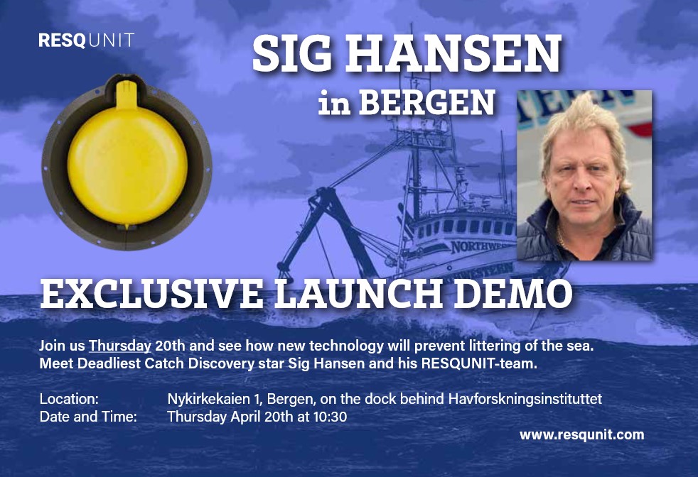 resqunit's tweet photo. Meet Sig Hansen and his Resqunit-team in Bergen, Norway, at Nykirkekaien 1, tomorrow April 20th at 10:30 o'clock. Watch our product demo and learn how the Resqunit works. #resqunit #fishresponsibly https://t.co/7xTcppvVea
