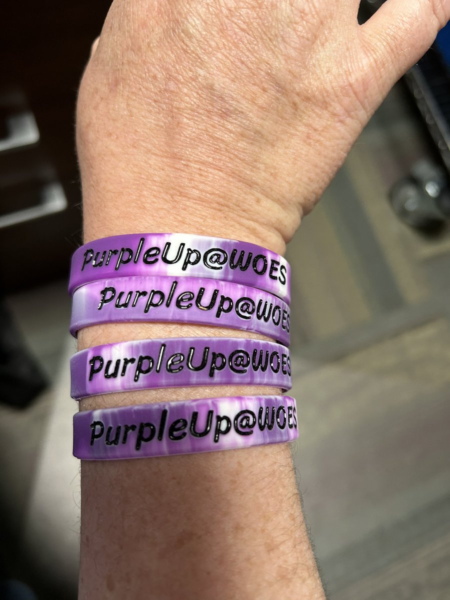 Today we celebrated our military connected students with a Purple Up breakfast and wristbands for all students at WOES. Thank you for your service too! 🦅