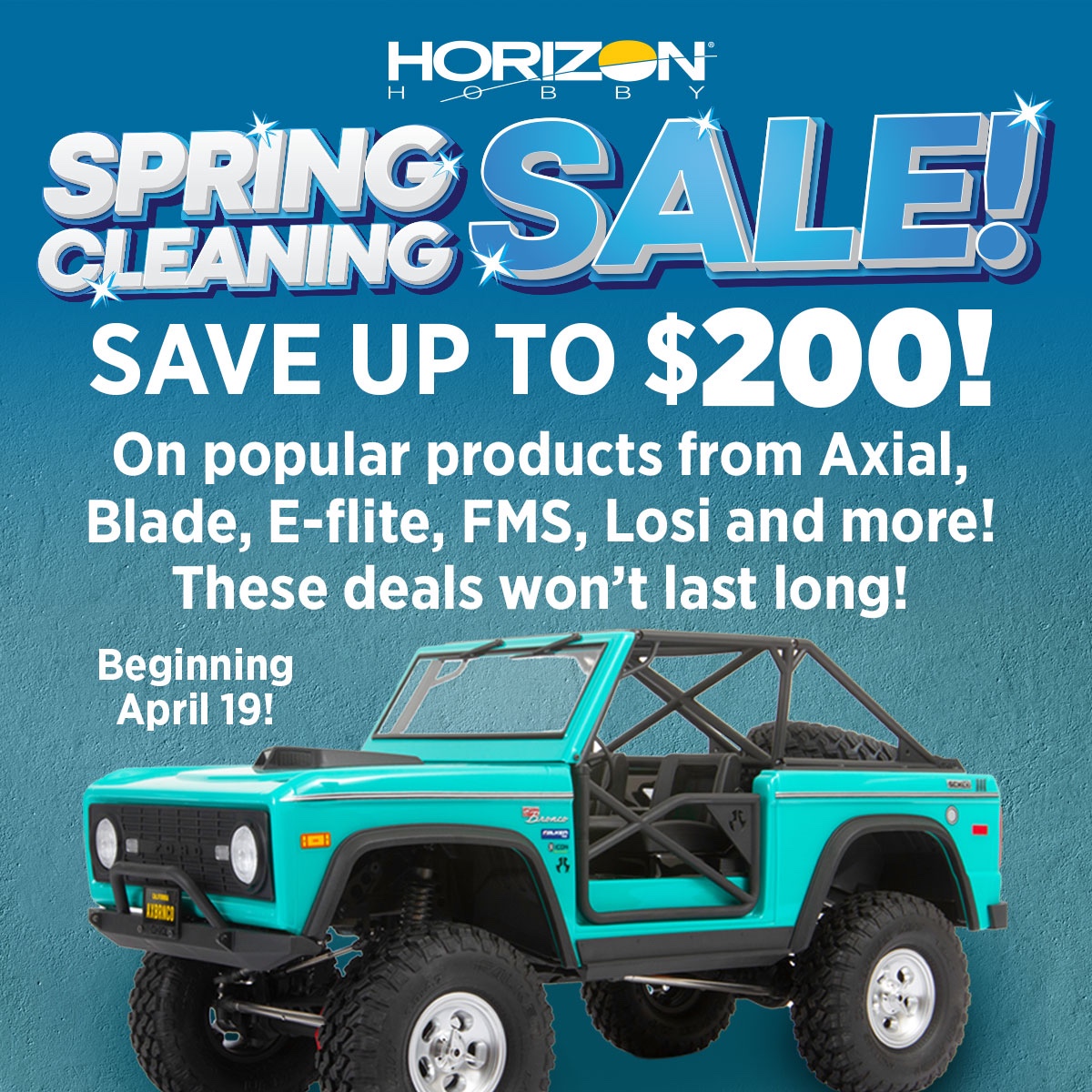 Horizon_Hobby's tweet photo. Save up to $200 during our Spring Cleaning Sale! Visit your local hobby shop and take something home today!
Check out the savings at https://t.co/6sh9U7Gli9
·
#HorizonHobby #eflite #axial #losi #bladehelis #spektrum #rc #radiocontrol #sale #shoplocal https://t.co/abe67H2sSh
