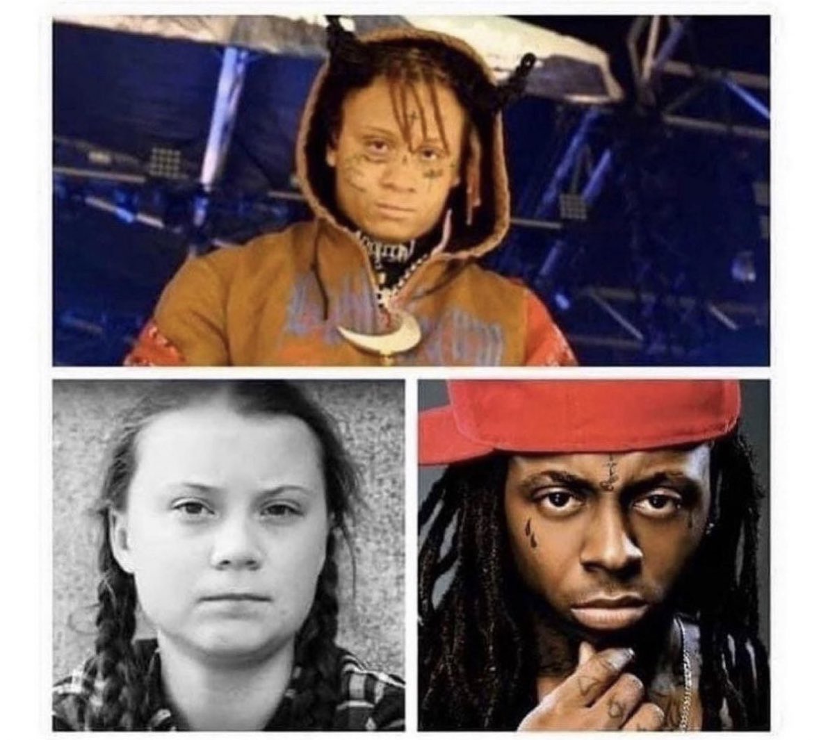 _FunkyP's tweet image. En vrai Trippie Redd c’est Greta Thunberg qui se déguise en Lil Wayne