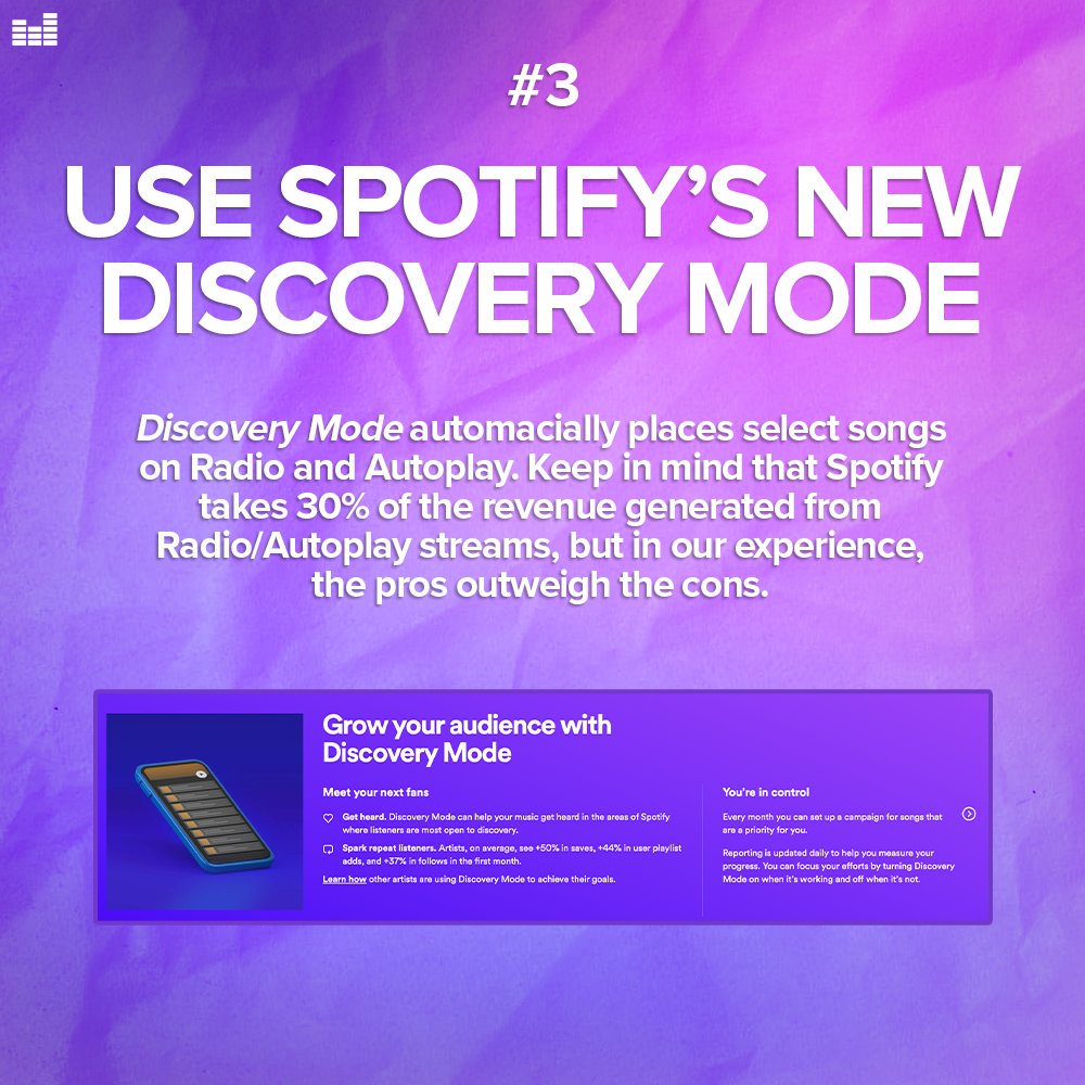 Spotify’s algorithmic placements are incredibly powerful for getting your music discovered!

So how do you trigger the algorithm? Swipe to learn how we cracked the code!

✉️ DM us for a free consultation call to learn even more!