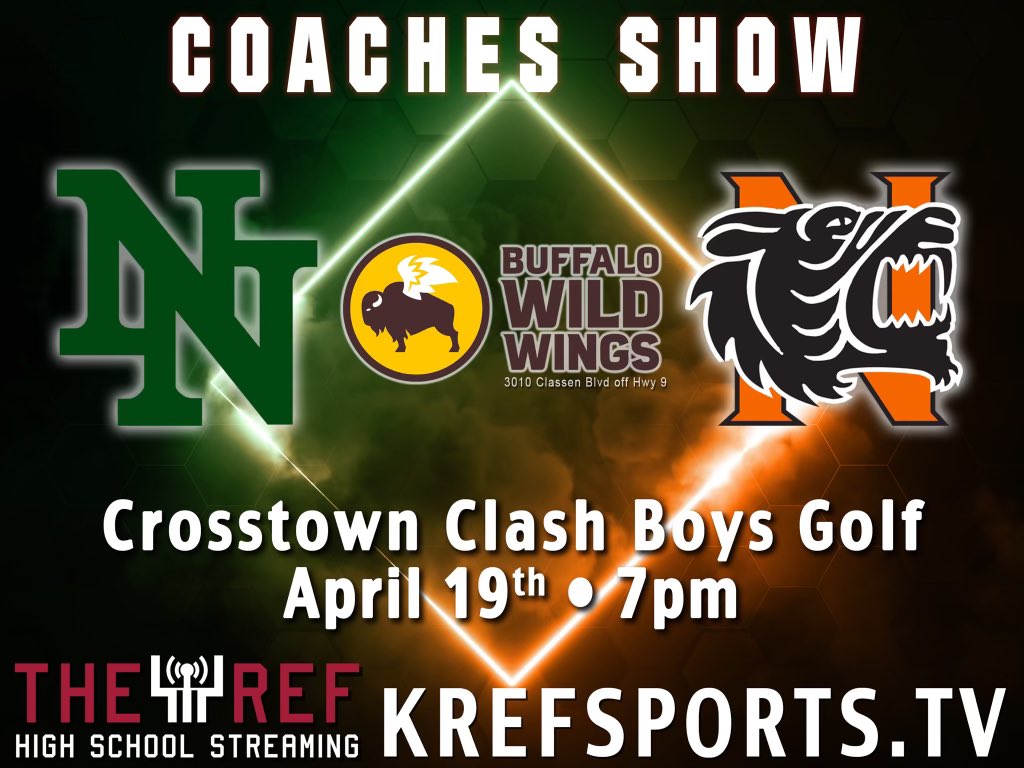 KREFsportsTV's tweet photo. Crosstown Clash Boys Golf Show live from Buffalo Wild Wings in Norman. Come check out both teams at 7 pm.

Live stream on https://t.co/b70EoK5PxR https://t.co/PIoo2M0Nes