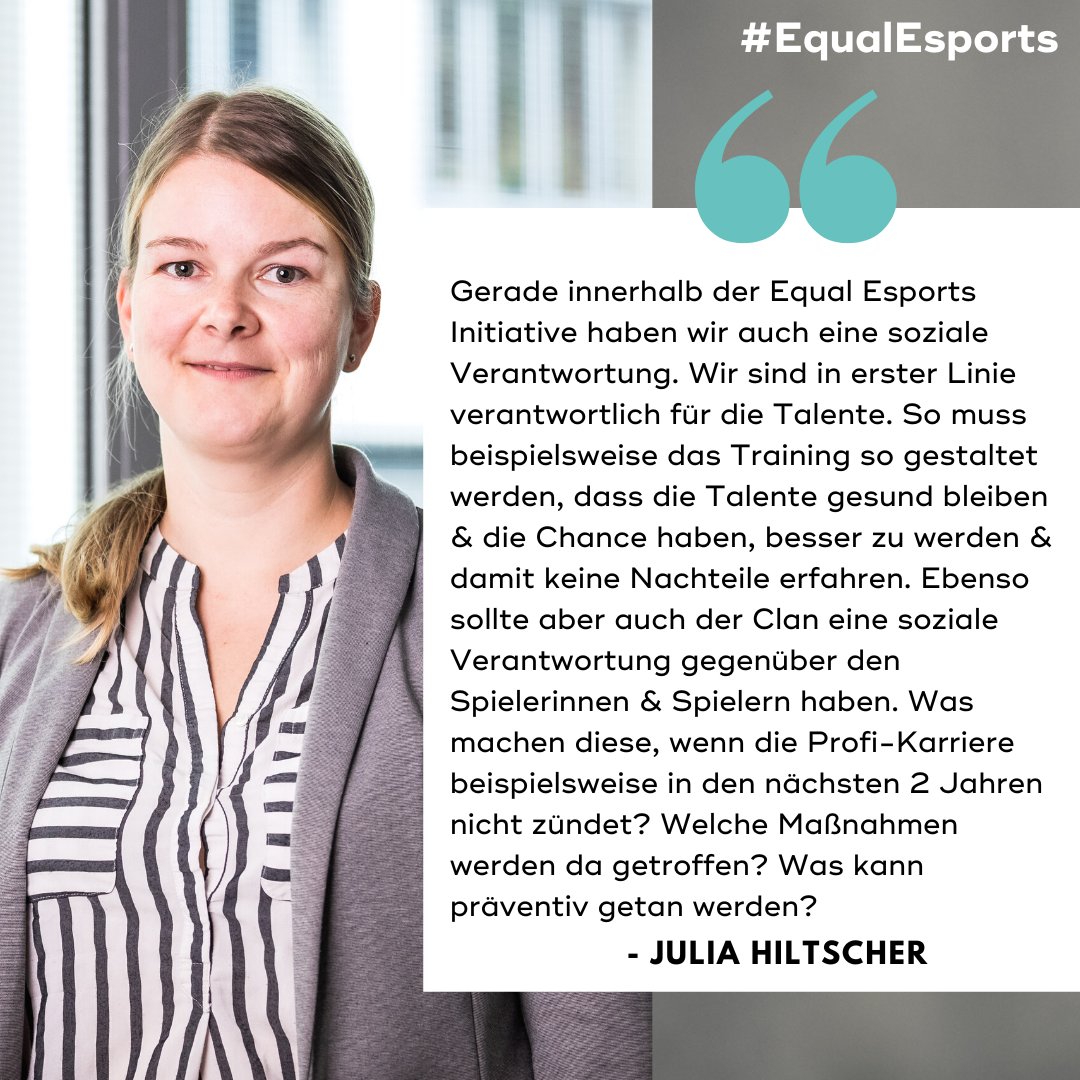 Beim #EsportsJobTalk auf der Caggtus haben @MeEvolet &amp; @JuliaHiltscher über die soziale Verantwortung gegenüber Spieler*innen gesprochen. Mit der #EqualEsports Initiative sind wir bedacht darauf, Talente nachhaltig zu fördern. Dazu gehört auch eine "Karriere nach der Karriere".