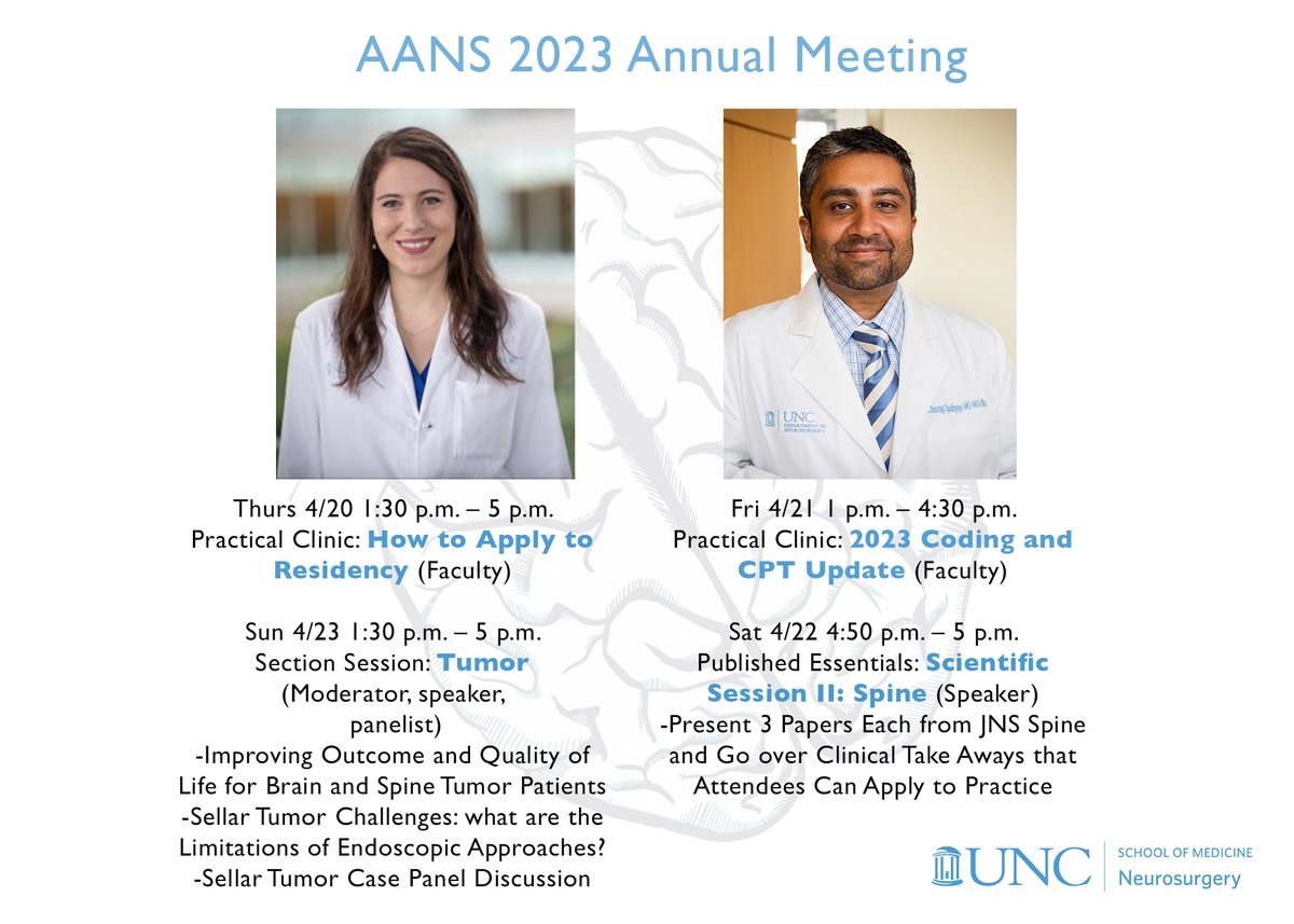 UNC Neurosurgery on Twitter "AANS2023 is this weekend in Los Angeles