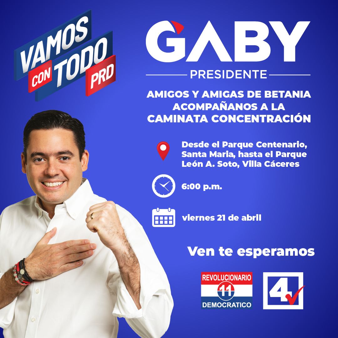 abdielsandoyab's tweet photo. El Candidato a Presidente de la República Lic. José Gabriel "Gaby" Carrizo realizará una Caminata Concentración el Viernes 21 de abril desde las 6 p.m. Deseamos invitar a los miembros y simpatizantes del PRD a este evento político. 
#VamosConGaby https://t.co/0F6gieXLiB