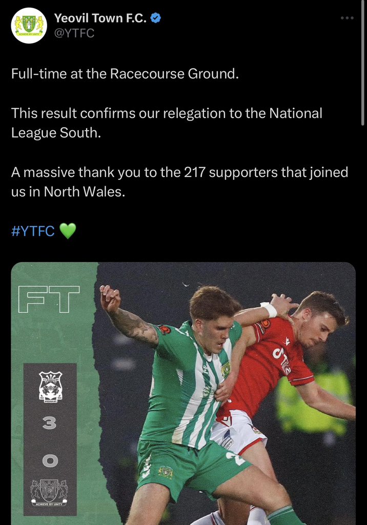 Footballtweet's tweet photo. 📅 May 2013: Yeovil Town are promoted to the Championship after beating Brentford in the League One play-off final. 🆙 

📅 April 2023: Yeovil Town are relegated to the National League South and Brentford are 9th in the Premier League. ⬇️

It’s a funny old game. 😔 https://t.co/EYMe4Fj6N8