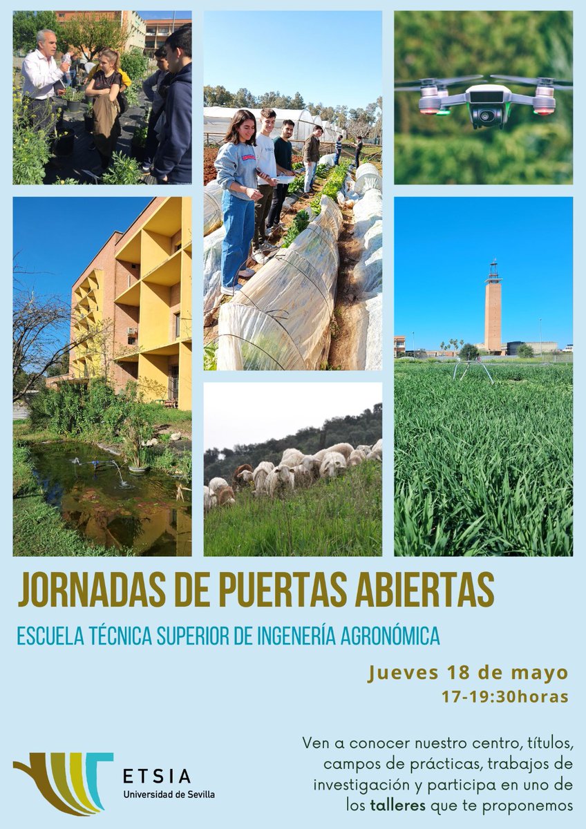 ETSIASevilla's tweet photo. El próximo jueves 18 de mayo celebraremos unas Jornadas de Puertas Abiertas en la @ETSIASevilla @unisevilla 
https://t.co/d7dIojeDd6
¡Estamos deseando conocerte! https://t.co/XTarYnFTqx