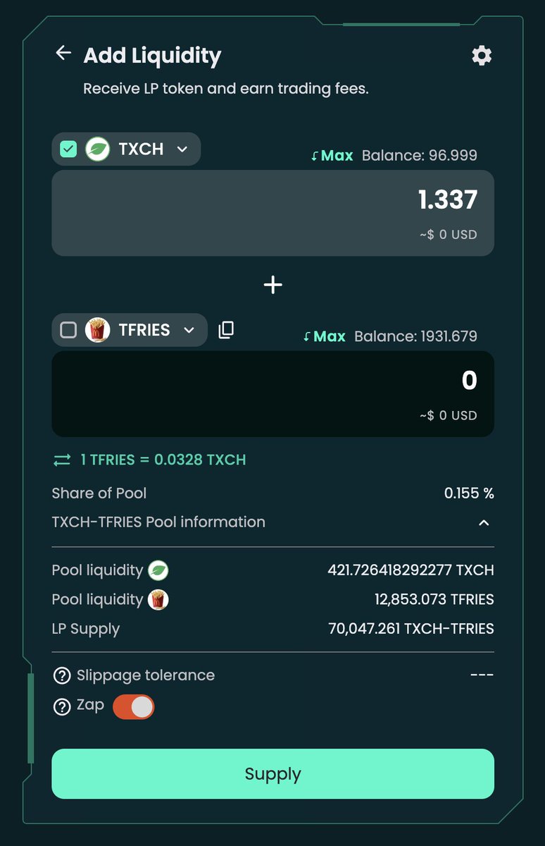I guess, soon? #amm #zap #liquidity #cypher_chialisp

<a href="/HashgreenLabs/">HashgreenSwap🌱</a> <a href="/chia_project/">Chia Network</a> <a href="/_HemaDAO_/">🌱Hemadao.xch</a>