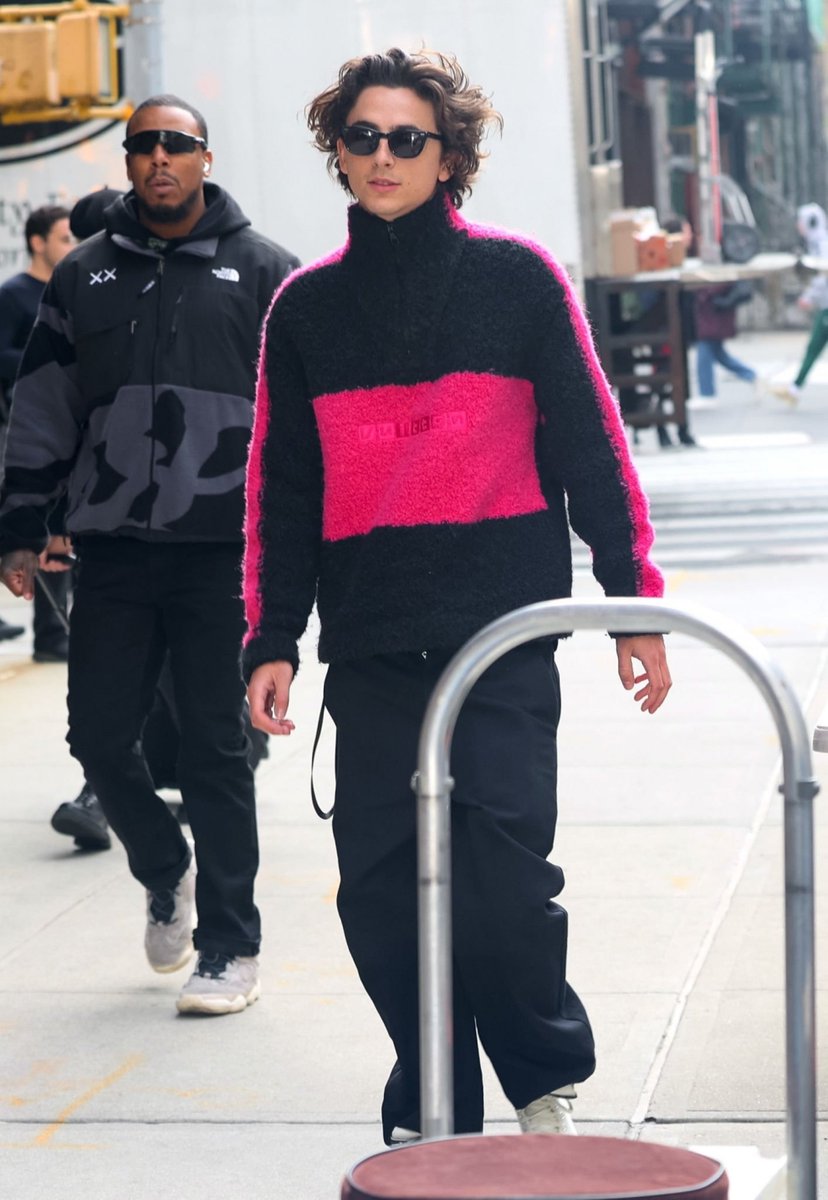 Timothée Chalamet filming a commercial with Martin Scorsese in NYC today!