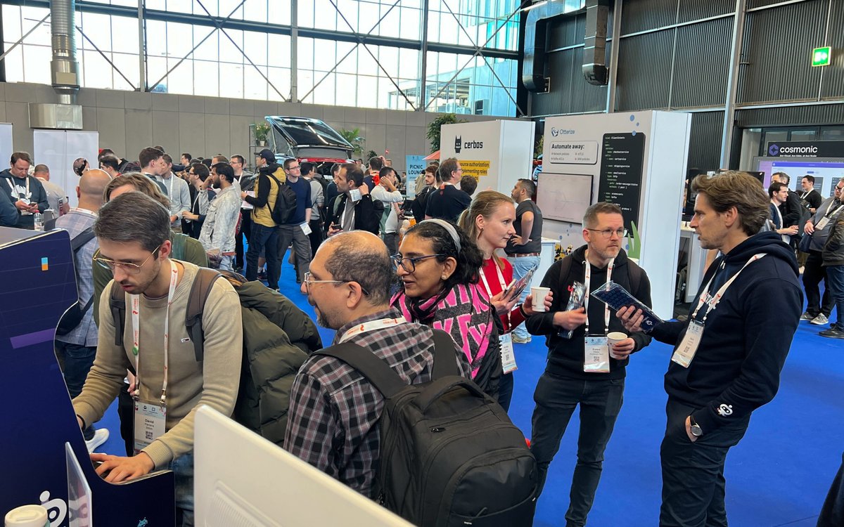 instruqt's tweet photo. "We're having a blast at #kubecon23 and #cloudnativecon! Come say hi at booth SU10 and check out our innovative product demo and training platform. Plus, play our retro-inspired Instruqt arcade - it's a total hit! 🕹️👾" https://t.co/7Y88Dy4FXA