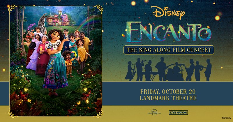 LiveNationCNY's tweet photo. PRESALE: Use code: VINYL for presale access to see @Disneyconcerts Encanto: The Sing-Along Film Concert at @syrlandmark 10/20! https://t.co/F6IIJfkJpY https://t.co/JNyGc9EW4p