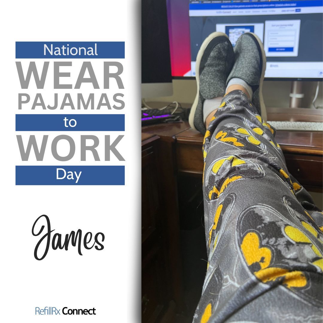 RefillRxConnect's tweet image. It's National PJ Day after Tax Day and we're keeping it cozy! 🙌

Who says you can't be productive and comfortable at the same time? 😃

#WorkFromHomePerks #ComfyAndProductive #PJsAllDay #Pajamas #NationalPJDay