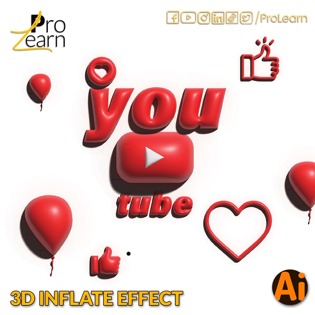 “3D Inflate Effect in #Adobe #Illustrator” . . Easily Tutorial • For education purpose only. . . Text Effect Tutorials #ProLearn #ProLearnbyha #Adobelllustrator #IllustratorTutorial #placelogo #graphicdesign #photoshop #design #art #text #logo #graphicdesigner #graphic.