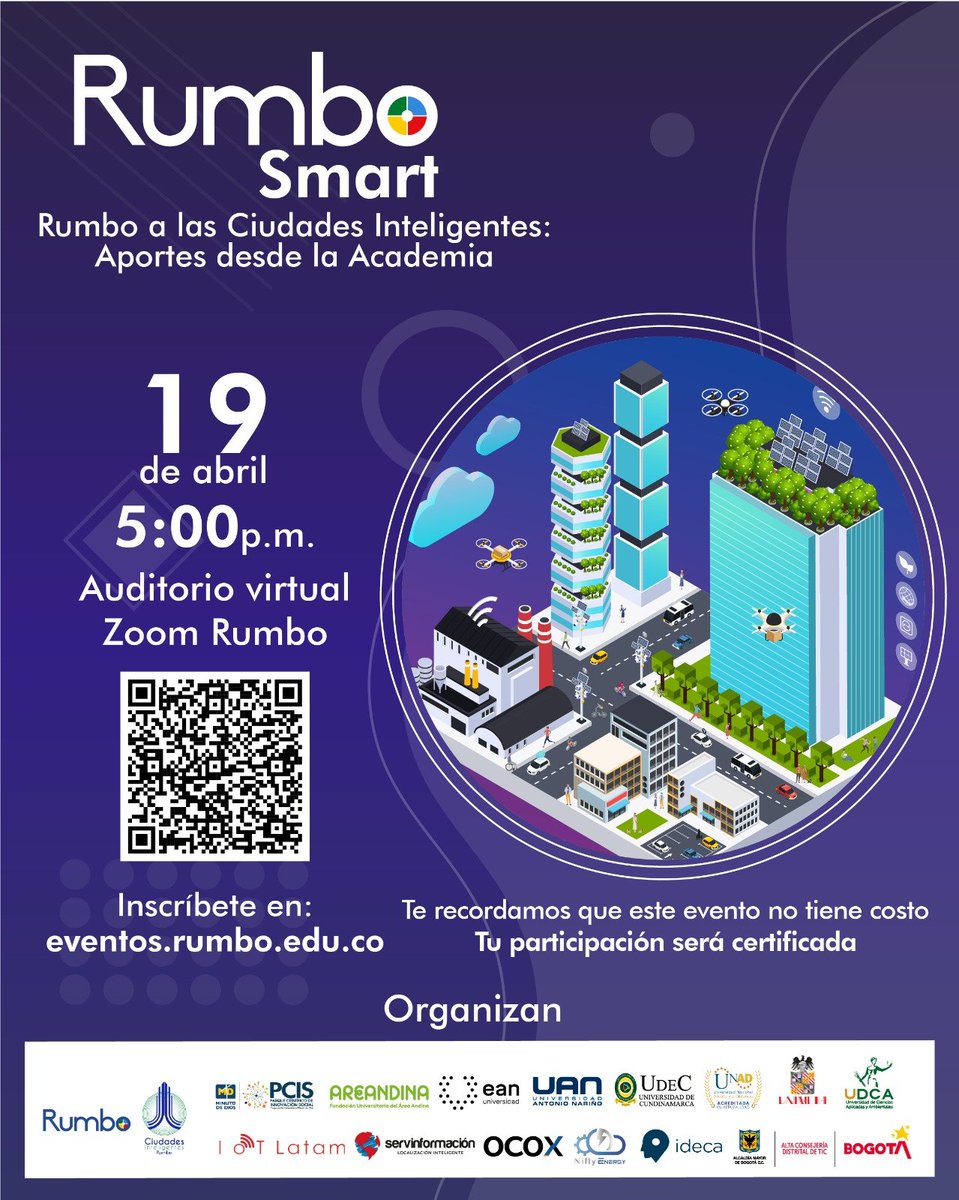 luiscobo's tweet image. Regresa nuestro Rumbo Smart #RumboALasCiudadesInteligentes Aportes desde la academia. Los esperamos este miércoles 19 de abril a las 5:00pm