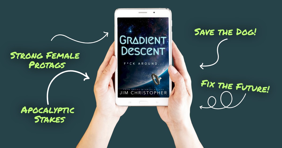 🚨 Attention, all humanity! 🚨 Preorder Gradient Descent now and join two badass women as they battle physics and corporate misogyny to save a dead dog and then the world. 🐶💪 #WIT #SciFi #MustRead 📖 go.jclnk.com/gd-pre
