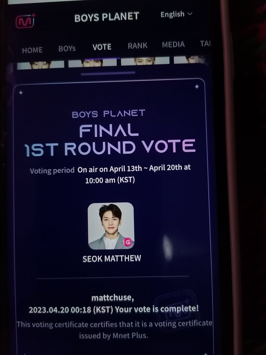 _smattchu's tweet image. POR FAVOR SIGAN VOTANDO, LAS VOTACIONES CIERRAN PRONTO!! 
#Matthew1Pick