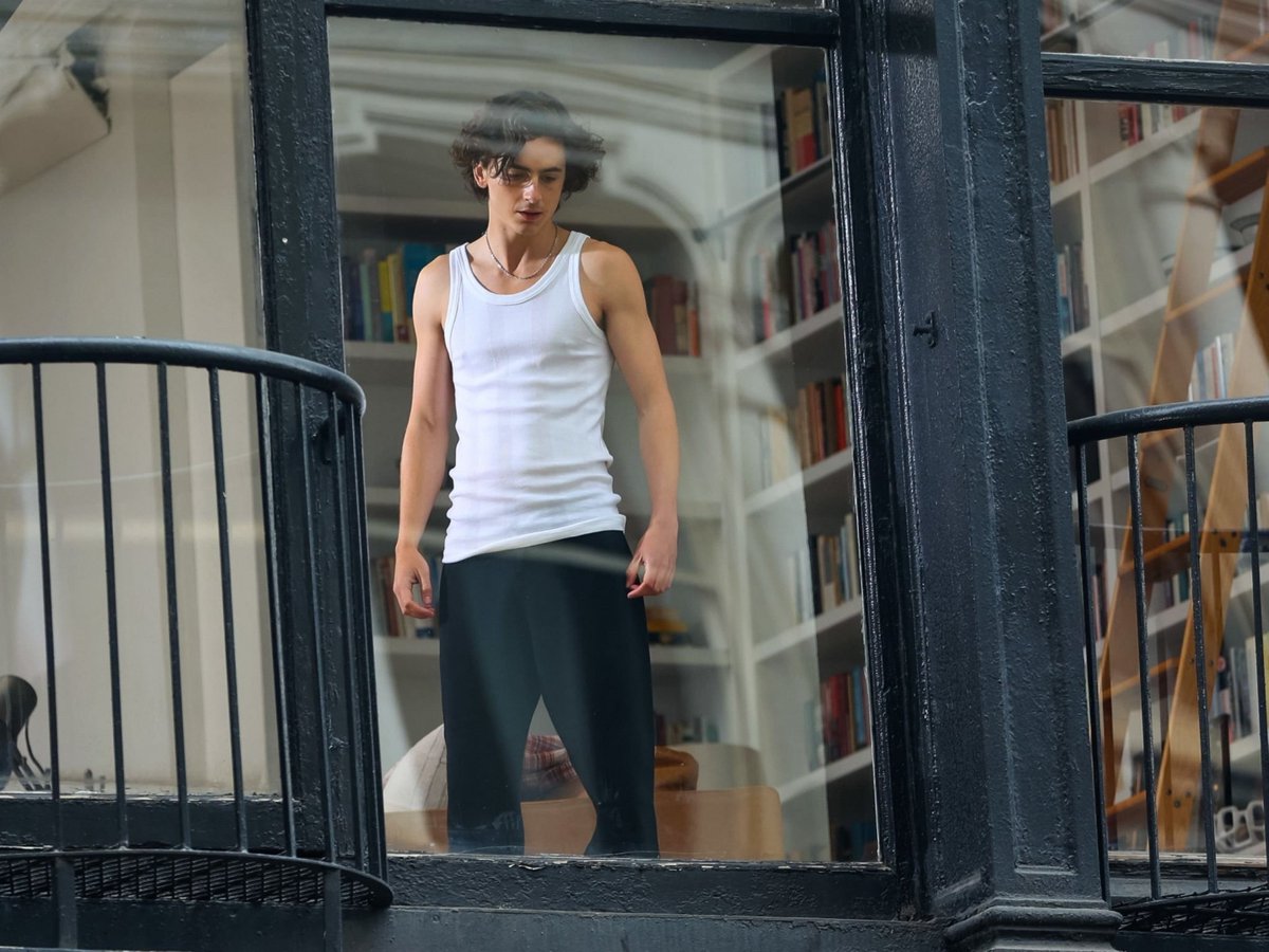 Timothée Chalamet filming a commercial with Martin Scorsese in NYC today!