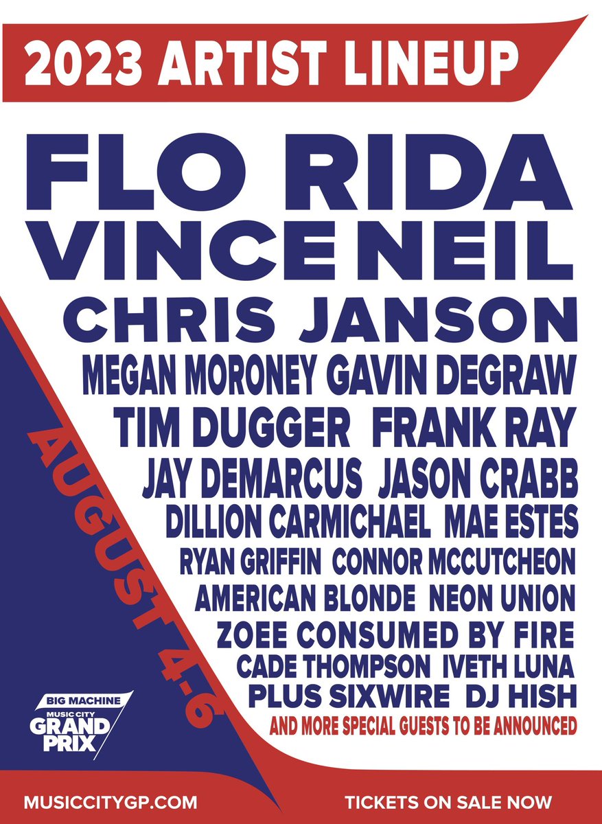 JMRittenberry's tweet photo. We’ve got a ‘good feeling’ about this lineup! 🎶🏎️
Nashville, it’s goin’ down for real. Get your tickets now!
• • •
#tristarproductiongroup | #tpglive
#musiccitygp #bigmachinemcgp https://t.co/Cp9GN2QfzF