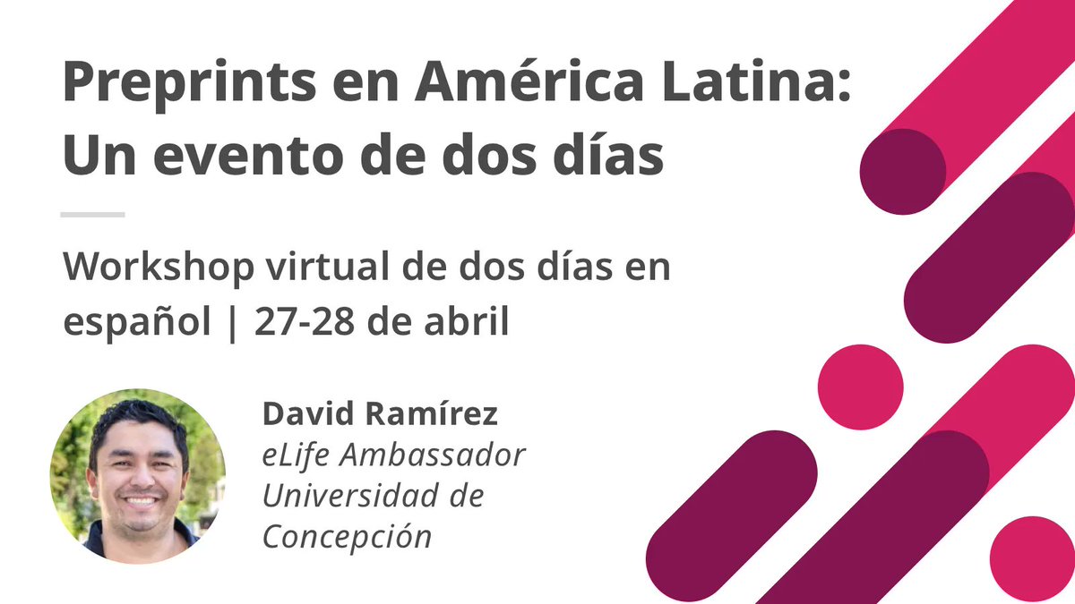 eLifeCommunity's tweet photo. Únete a #eLifeAmbassador @TheRamirezLab y ponentes de toda América Latina en este workshop de 2 días sobre la importancia y el futuro de las prácticas de ciencia abierta en LatAm.

El evento es gratuito y en español. Regístrese aquí: https://t.co/u7NTI0s8u5 https://t.co/bsf38tFMKY
