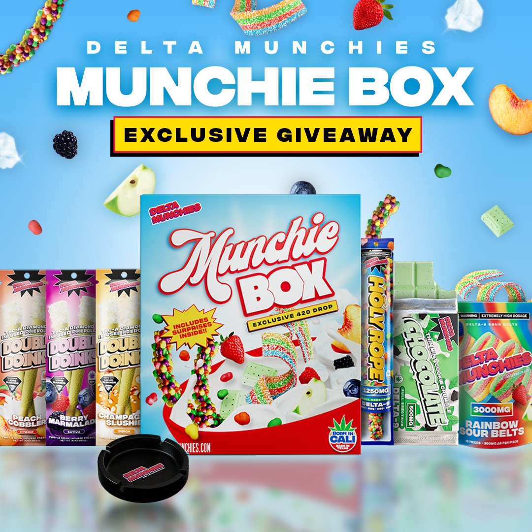 DeltaMunchies's tweet photo. 420 giveaway 🚨
Satisfy your cravings. Enter for a chance to win our NEW Exclusive 420 Munchie Box—picking 3 winners, secure yours before they gone! 🥦

1. Follow @DeltaMunchies
2. Like and retweet this post
3. Tag 3 friends in the comments below

Winners will be announced on Monday, 4/24