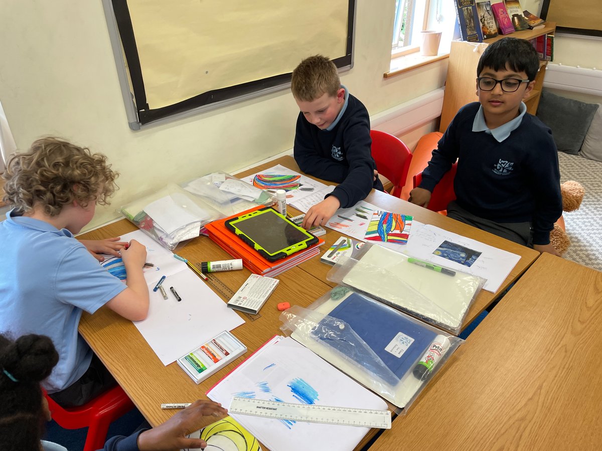 HambrookSchool's tweet photo. This week, #hambrook4 started their Art unit on Van Gogh. We spent some time exploring his art before creating our own class version! https://t.co/z8b0LmyDDC
