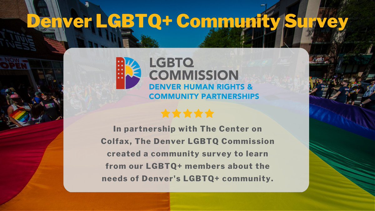 DenverHRCP (@hrcpdenver) on Twitter photo 🏳️🌈 The <a href="/HRCPDenver/">DenverHRCP</a> Denver LGBTQ Commission & <a href="/CenterOnColfax/">The Center On Colfax + Denver Pride 🏳️🌈</a> have launched a community survey by #LGBTQ+ members for LGBTQ+ members to learn about those challenges facing our LGBTQ+ community today.
You can make your voice heard ➡️ surveymonkey.com/r/lgbtqcommsur… 🏳️🌈 The <a href="/HRCPDenver/">DenverHRCP</a> Denver LGBTQ Commission & <a href="/CenterOnColfax/">The Center On Colfax + Denver Pride 🏳️🌈</a> have launched a community survey by #LGBTQ+ members for LGBTQ+ members to learn about those challenges facing our LGBTQ+ community today.
You can make your voice heard ➡️ surveymonkey.com/r/lgbtqcommsur…