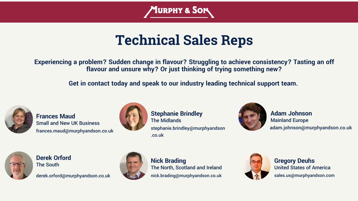 MurphyAndSonLtd's tweet photo. Need some help with your brews? Meet our technical sales team, your main point of contact if you are ever in a bind.π²
We have our dedicated technical sales reps a phone call away in the UK, US and Europe!π
https://t.co/7QSSxI41q7
#TechnicalSupport #TeamMurphys https://t.co/sxkBl1mSWy