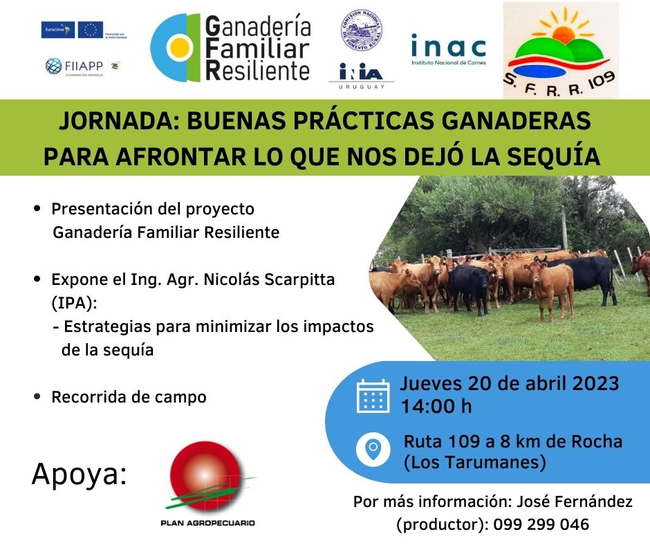 PlanAgro's tweet image. ¡Mañana! en📍Rocha

Jornada "Buenas prácticas ganaderas para afrontar lo que nos dejó la sequía"
🗣️Ing. Nicolás Scarpitta 

Con la organización de @GFResiliente #CNFR #SFR109 y el apoyo de @EUROCLIMA_UE_AL @INIA_UY @INAC_Uruguay #PlanAgro 

¡Te esperamos!