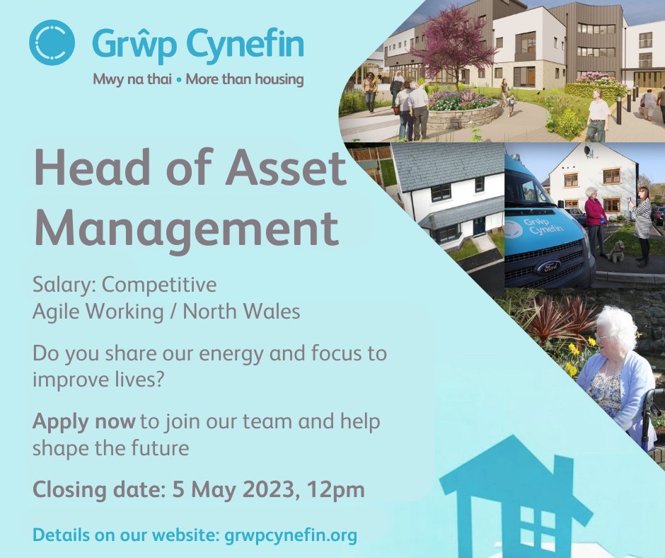 Grwp_Cynefin's tweet photo. Grŵp Cynefin is looking for a passionate individual with a vision to make a difference!

As Head of Asset Management you will collaborate to shape and form our  asset management service and strategy.

More here 👇https://t.co/VyYXrZMUAR

#morethanhousing https://t.co/PbVN20mz9M