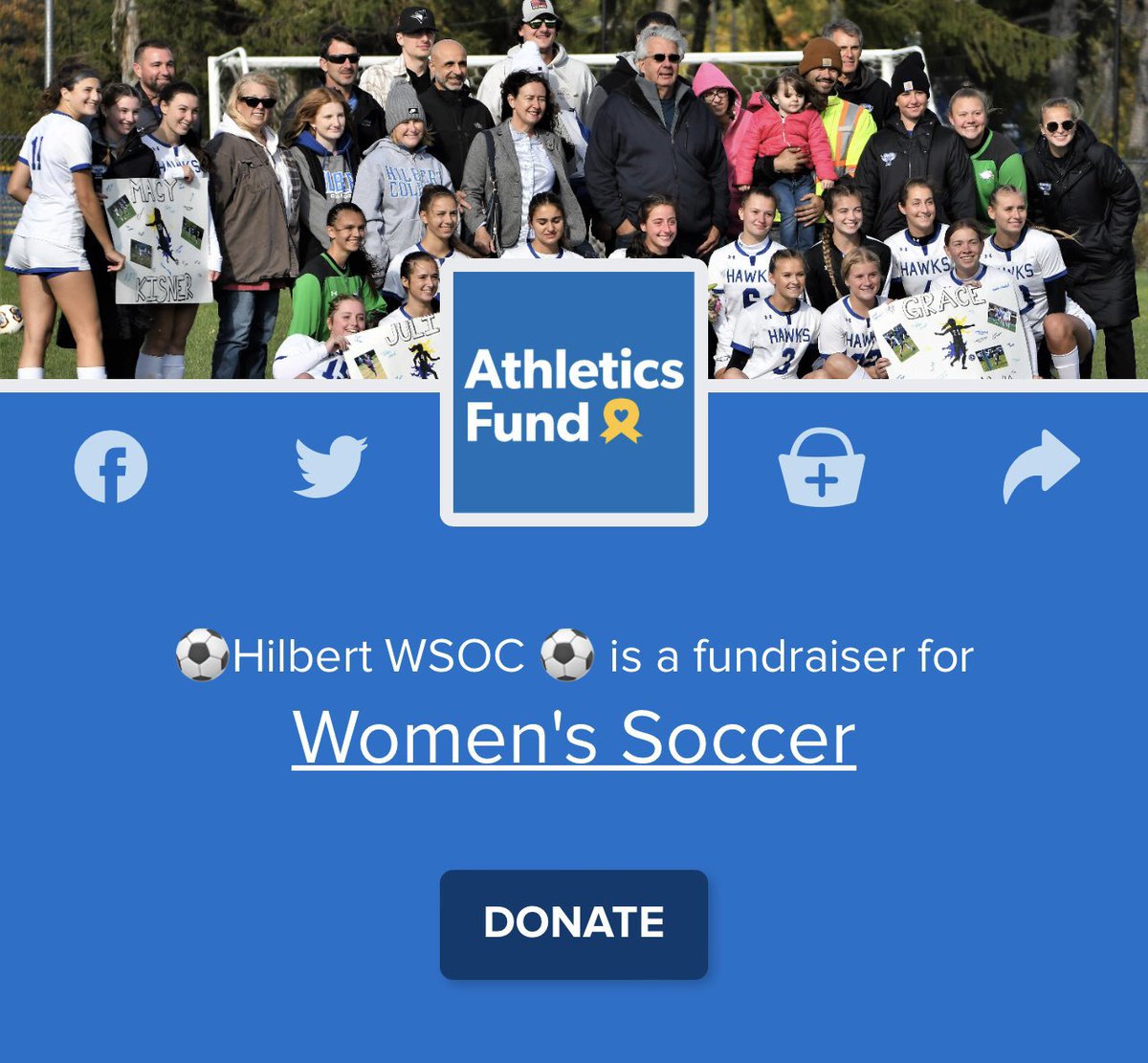 💪 Today is the day!! Help us empower our student athletes and grow our program in so many meaningful ways!!  We are so grateful to all of our supporters, every donation big or small helps so much!!  Thanks and Go Hawks!#Hawkyea #Slay 
givingday.hilbert.edu/p2p/304635/sco…