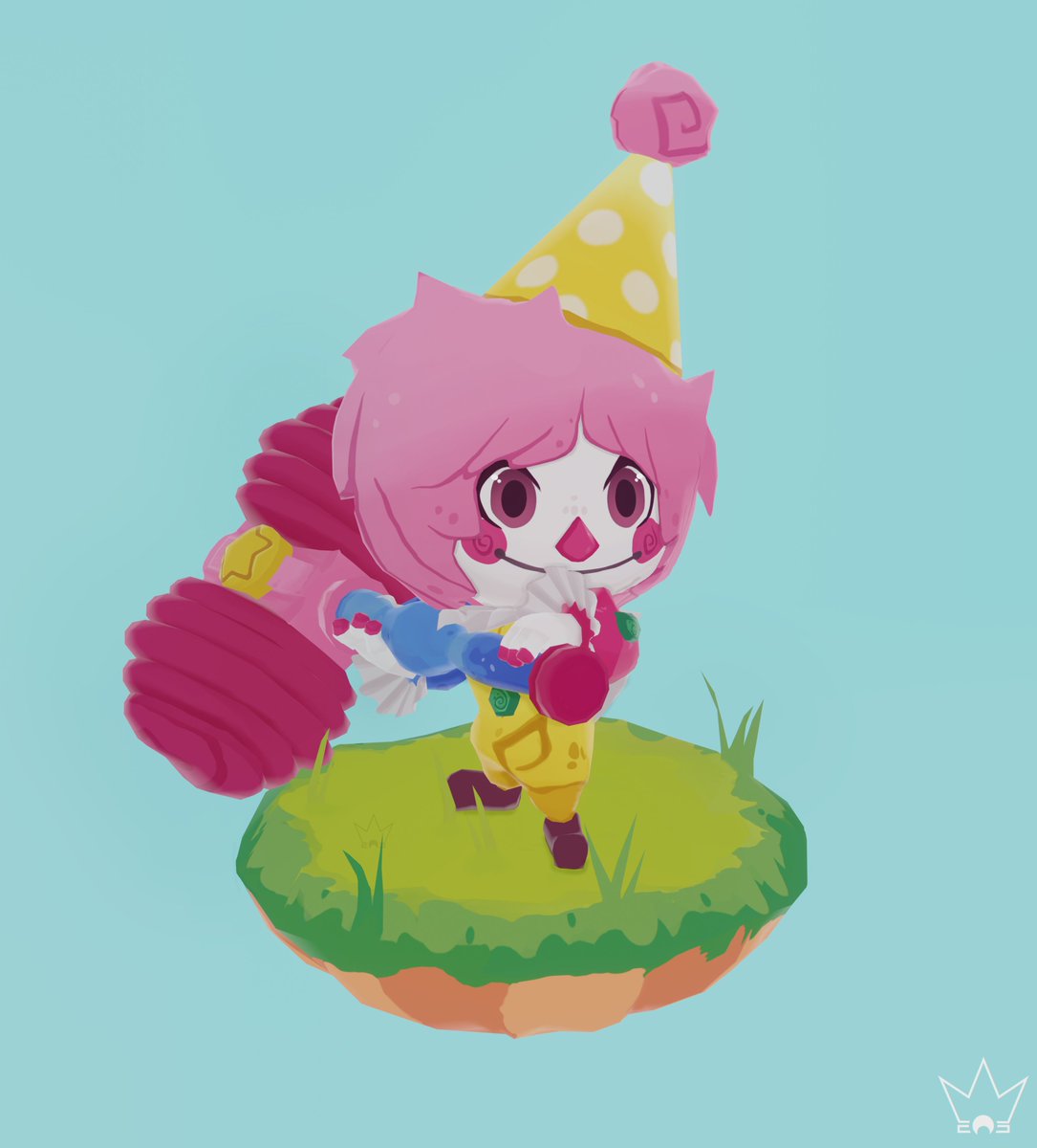 oxcharaxo's tweet photo. And here's the final render I made for this little guy. 
Meave The Clown rules

Might make an animation with his hammer if I figure out How to do that
#RobloxDev #robloxart #developer #3dmodeling #3DModel https://t.co/1aKHsJxLsJ