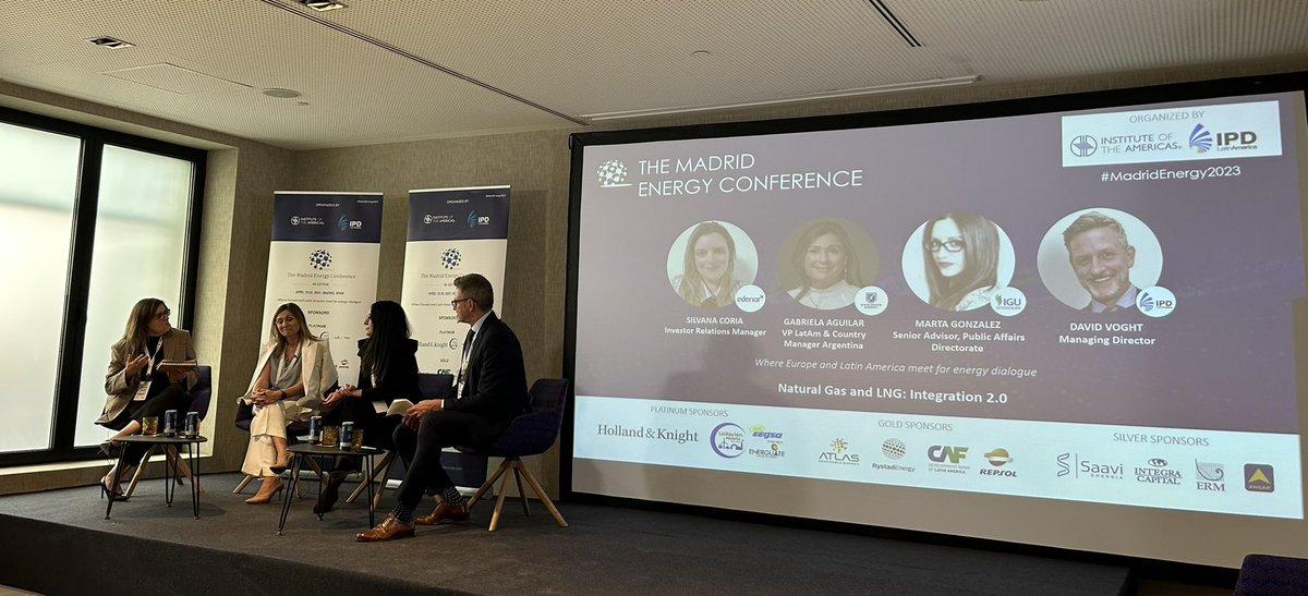 IOA_Energy's tweet photo. At #MadridEnergy2023 we’ve been debating #naturalgas as a transition fuel &amp; its role for Energy Security 

Our panel “Natural Gas and LNG: Integration 2.0” continues the conversation with a Latin America &amp; Caribbean focus 

With @Edenor @Excelerate_EE @IGU_News @IPDLatinAmerica https://t.co/Z4J05lrlEC