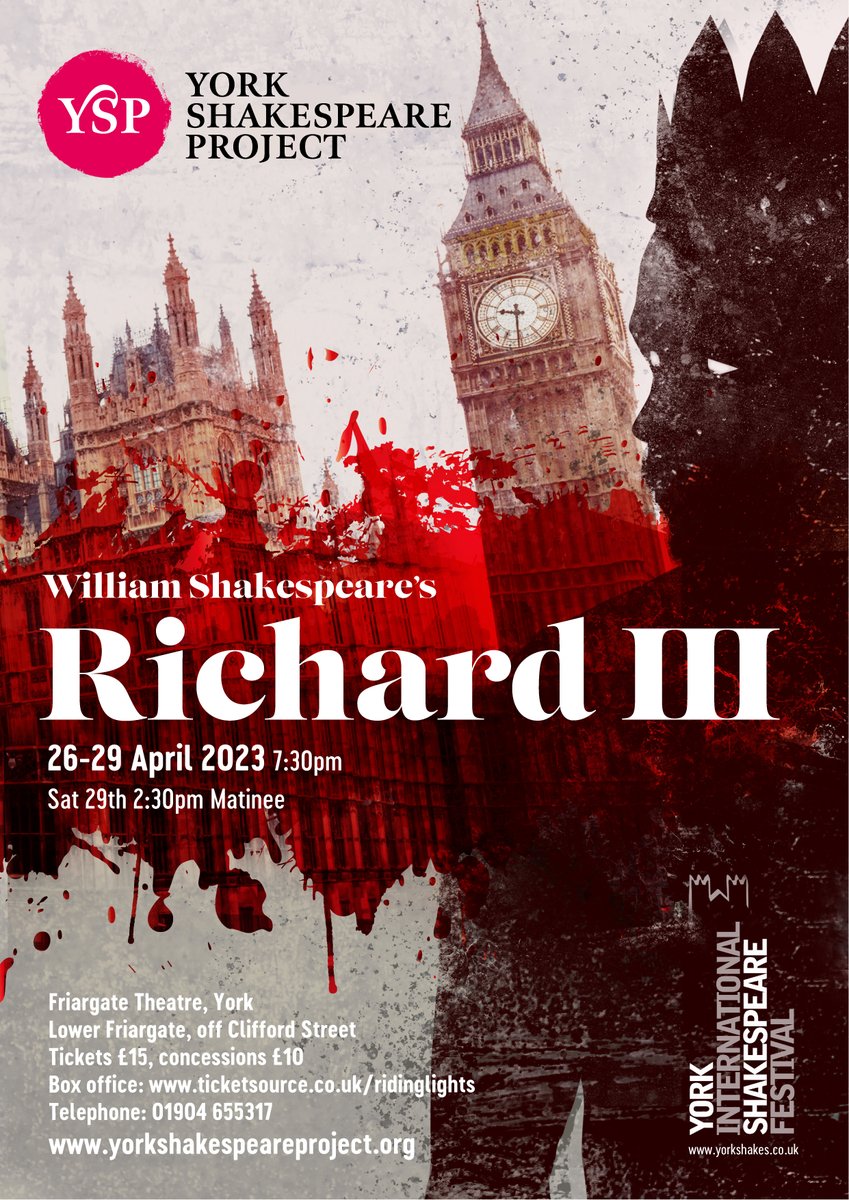 It is one week before YSP adds a second production to the York International Shakespeare Festival with our exciting version of #RichardIII!

Tickets available online:  ticketsource.co.uk/ridinglights  or from the Box Office 01904 655317.