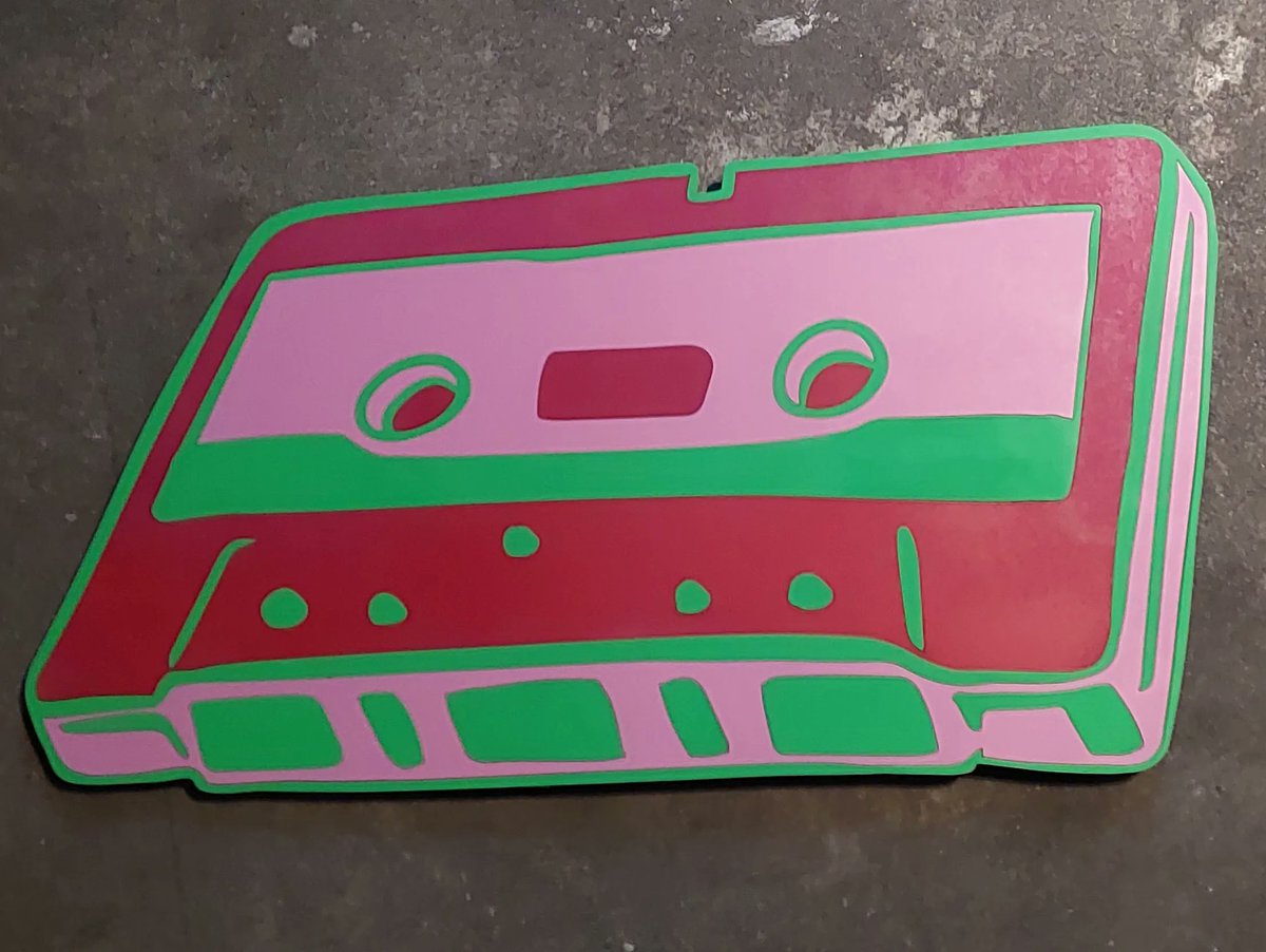 stephan_vk's tweet photo. Cassette Tap
-
A cassete tape, to remember the good old days of spending hours creating mix tapes. 
-
Category: Pop Pourie
Laser cut MDF, spray paint
100x60cm – 2022
500 EUR
-
LINK: https://t.co/7sZFqGsiND https://t.co/INSBcATsvu