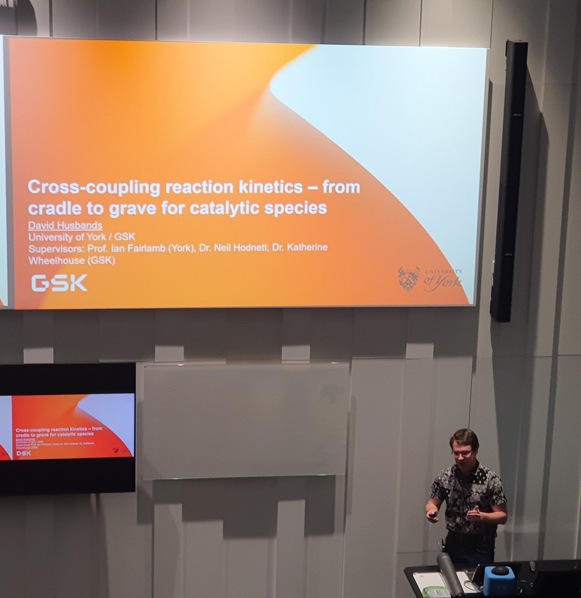 Ian_Fairlamb's tweet photo. Very proud supervisor! Theo Tanner, David Husbands and Neil Scott presenting their research at the Inorganic Reaction Mechanisms session at #Dalton2023 at Warwick University @ChemistryatYork https://t.co/9bty4HgWET