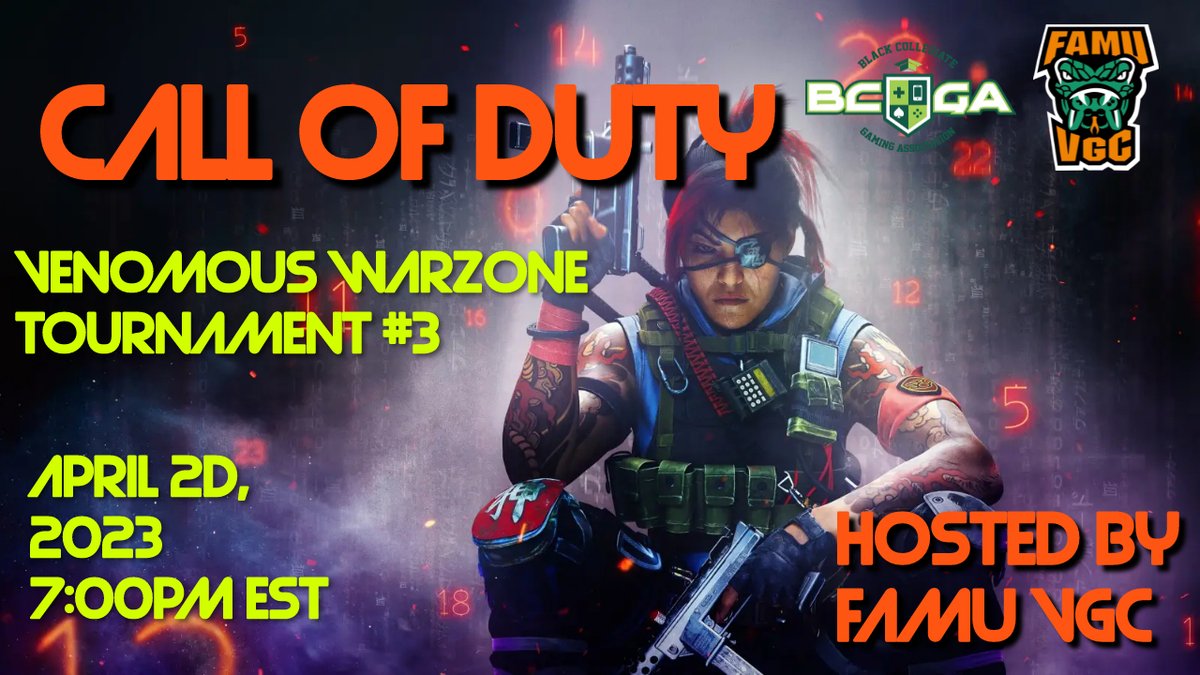 FamuVGC's tweet photo. This weekend join us in our COD Duos Warzone Tournament powered by @bcgausa!

➡️FREE ENTRY
➡️ April 22nd 
➡️7:00pm EST 
➡️Prize: Two $50 Visa Gift Cards for the winning duo 

https://t.co/1UTU3gyxNI https://t.co/9TCf3p2VVA