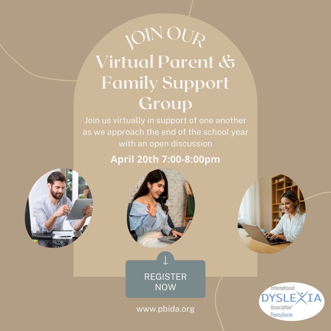 pabranchida's tweet photo. Join us tomorrow night for our virtual parent and family support group! We will be having an open discussion so feel free to bring any questions or concerns you have!
https://t.co/0OTCEfMoDi

#PBIDA #dyslexia #neurodivergent #supportgroup #virtual #family #parent https://t.co/EzOJnqopsd