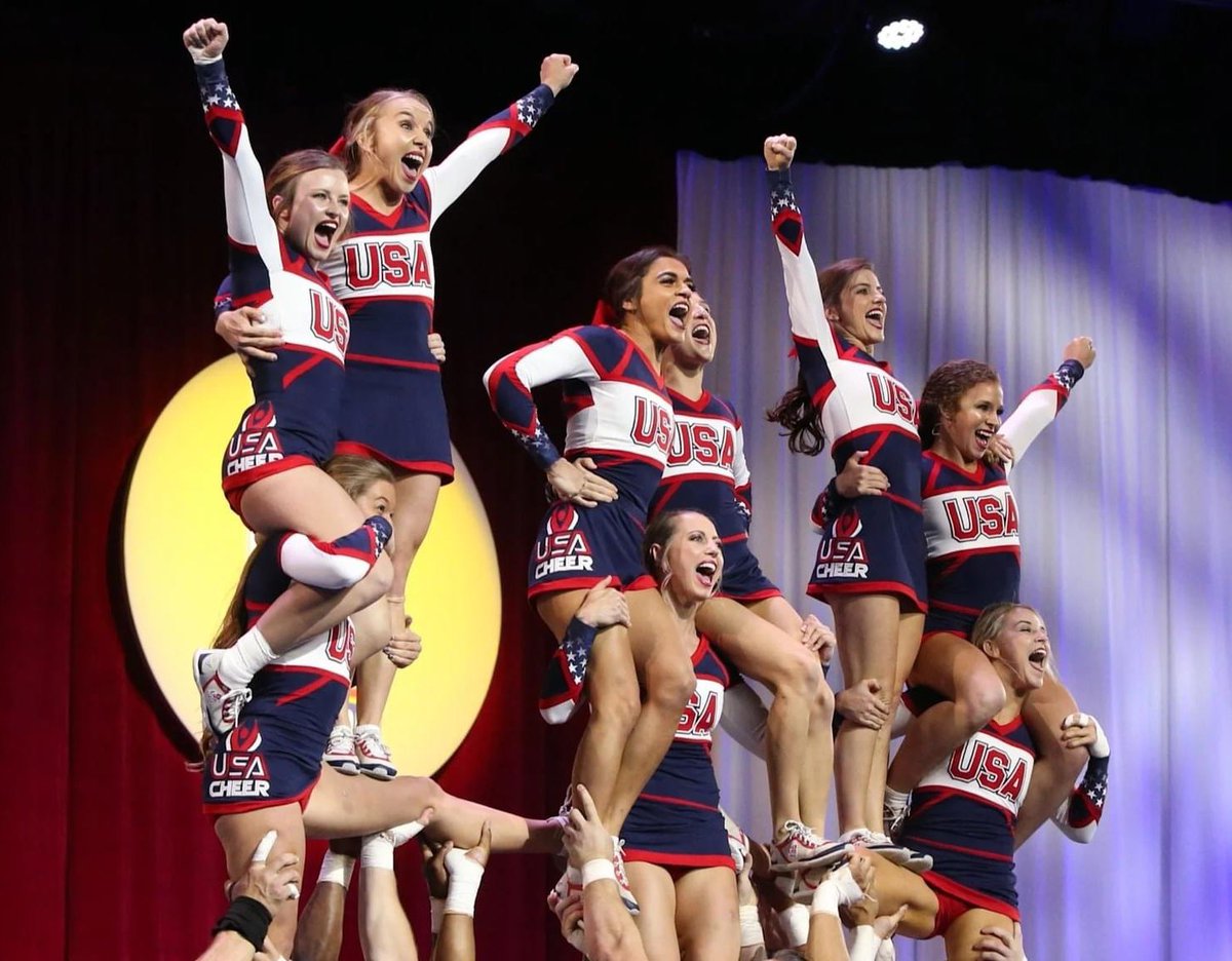 ncsucheer's tweet photo. 𝗛𝗼𝗺𝗲 𝗼𝗳 𝘁𝗵𝗲 𝗕𝗿𝗮𝘃𝗲! Pack make sure to watch Friday as four our very own compete for gold at the 2023 World Cheerleading Championships! 🐺🥇

🇺🇸: US National Team 
🌟: Cora, Malea, Angelina, &amp; Alex
💻: https://t.co/6xoE9lyePS 
🔗: https://t.co/9gxsWXrZPJ https://t.co/5WVOoiUyTA
